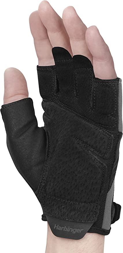Harbinger Unisex Training Grip Gloves 2.0 - Black | Weight Lifting, CrossFit & Gym Workout Gloves for Men & Women