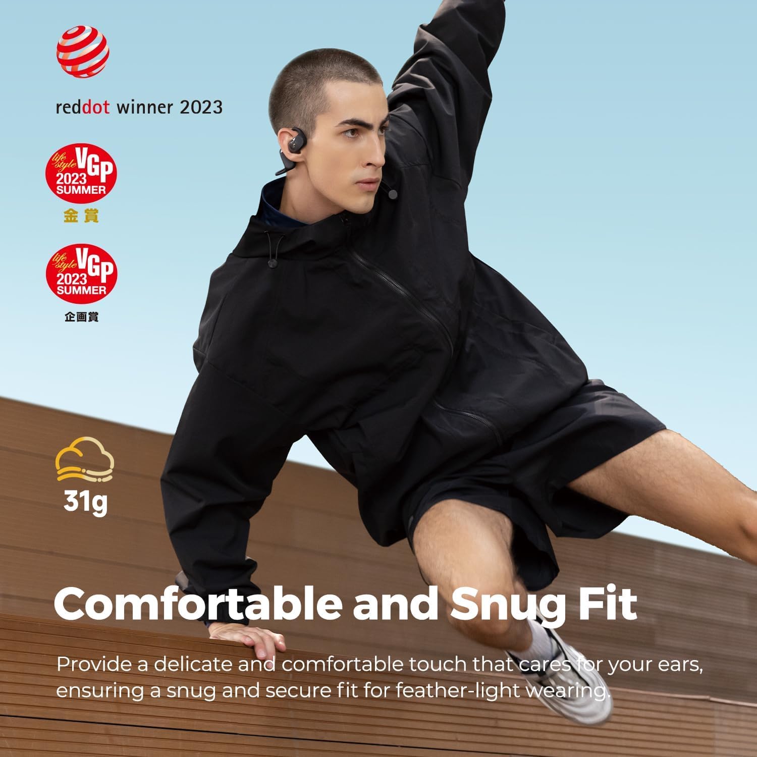 SoundPEATS RunFree Open Ear Wireless Headphones - Bluetooth 5.3 Sports Earphones with Air Conduction & 16.2mm Driver, 14H Playtime, Red Dot Award 2023 Winner - Perfect for Running, Cycling, Gym Workouts and Outdoor Activities