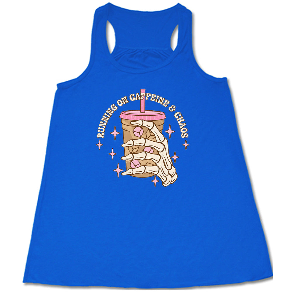 Running On Caffeine & Chaos Funny Coffee Lover T-Shirt - Perfect for Gym Workouts, Office Humor & Casual Wear