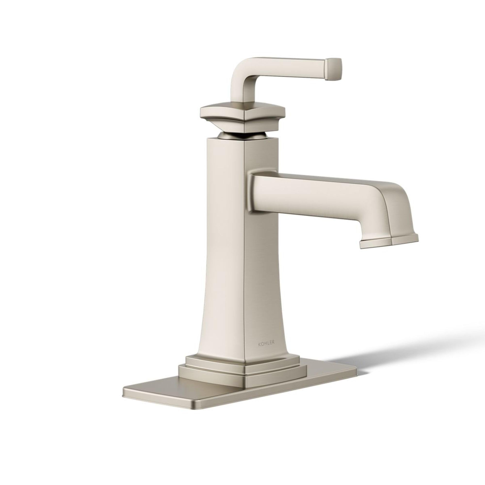 Riff Single-Handle Bathroom Sink Faucet - Modern Waterfall Spout Design for Bathroom Vanity, Powder Room & Guest Bath (Brushed Nickel Finish) - Perfect for Home Renovation & Hotel Upgrades
