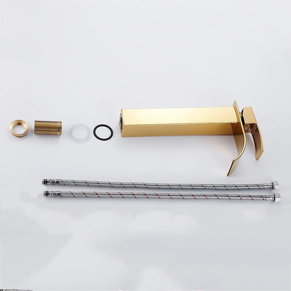 Stainless Steel Single Handle Kitchen Sink Faucet - Modern Solid Gold Basin Water Tap Mixer for Bathroom & Bath Sink - Perfect for Home Renovation, Apartment Upgrade & Luxury Bathroom Decor