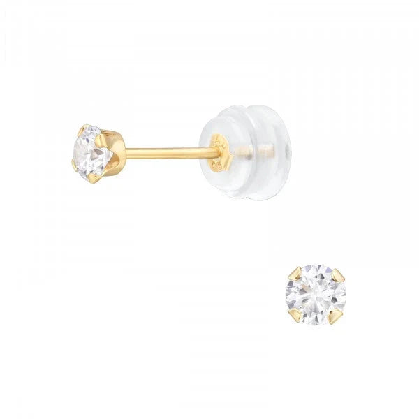 14K Solid Gold Round Ear Studs for Women - Hypoallergenic Luxury Stud Earrings - Perfect for Everyday Wear, Gifts & Special Occasions