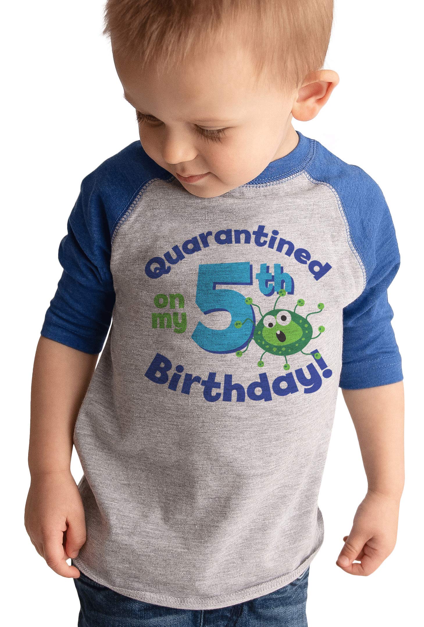 7 Ate 9 Apparel Kids' 5th Birthday T-Shirt - Funny Quarantine Germ Shirt for Boys & Girls - Perfect for Birthday Parties & Pandemic Theme Events