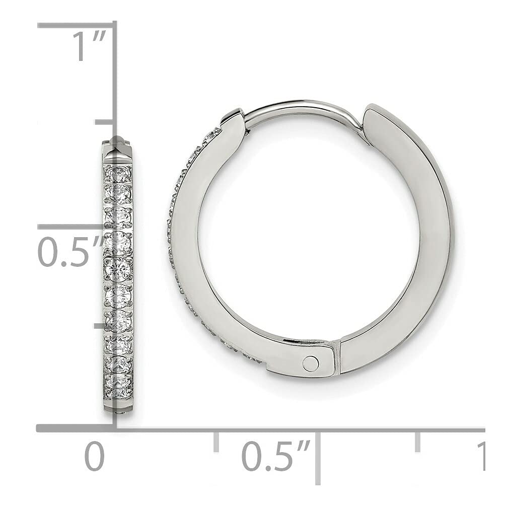 Lex & Lu 2mm Hinged Hoop Earrings with Preciosa Crystals - Stainless Steel Polished Jewelry for Women, Gift for Her, Everyday Wear & Special Occasions