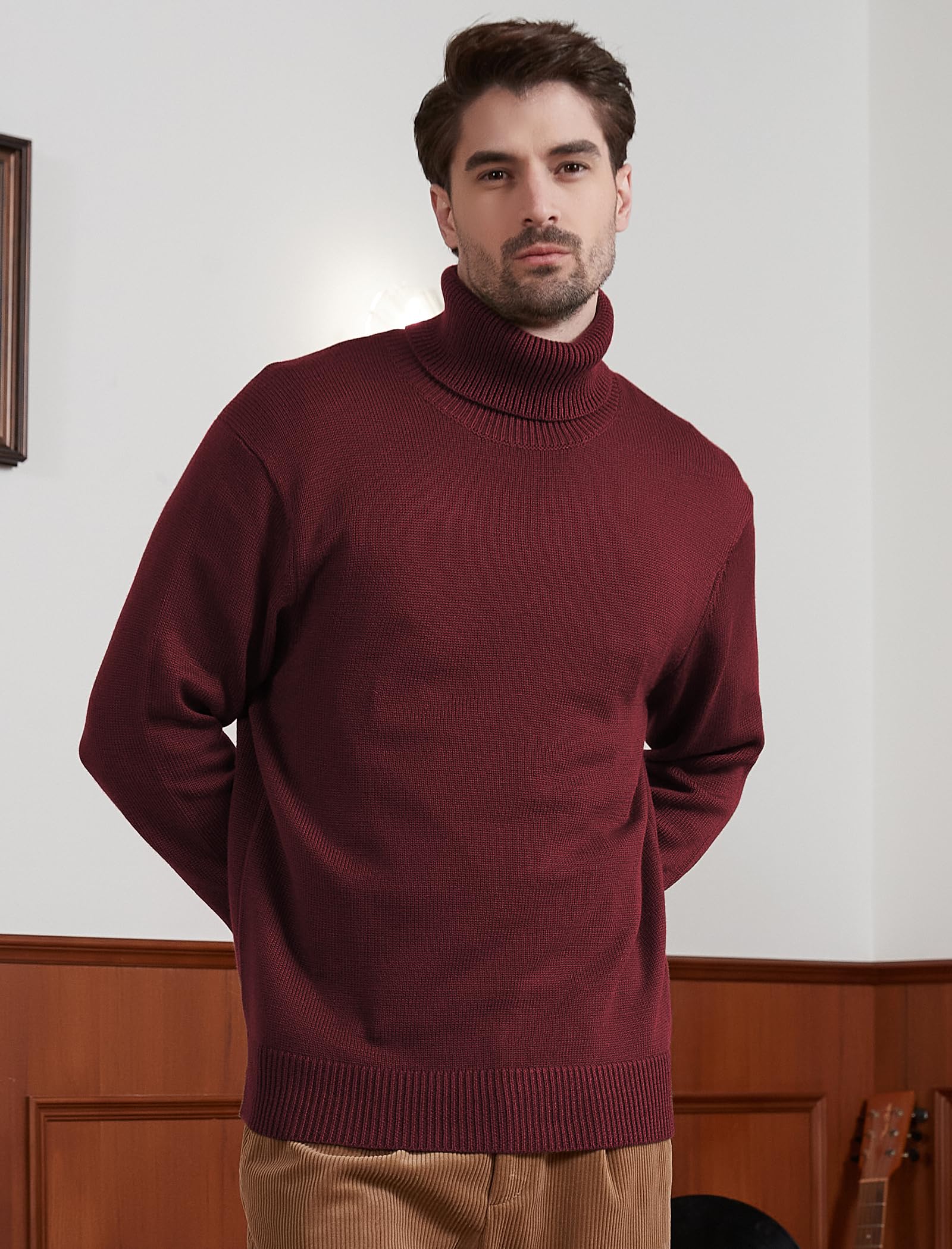 Kallspin Men's Wool Blend Turtleneck Sweater - Mid-Weight High Neck Pullover for Winter Warmth | Perfect for Office, Casual Wear & Cold Weather Outfits