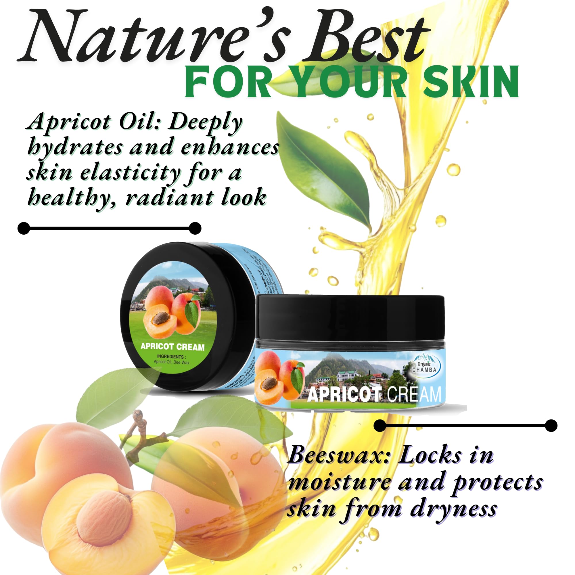 Organic Chamba Apricot Cream with Beeswax - 100% Natural Handmade Moisturizer for Glowing Skin, Dark Spots & Anti-Aging | Winter & Daily Face Care | 75g | Perfect for Dry Skin & Nighttime Hydration