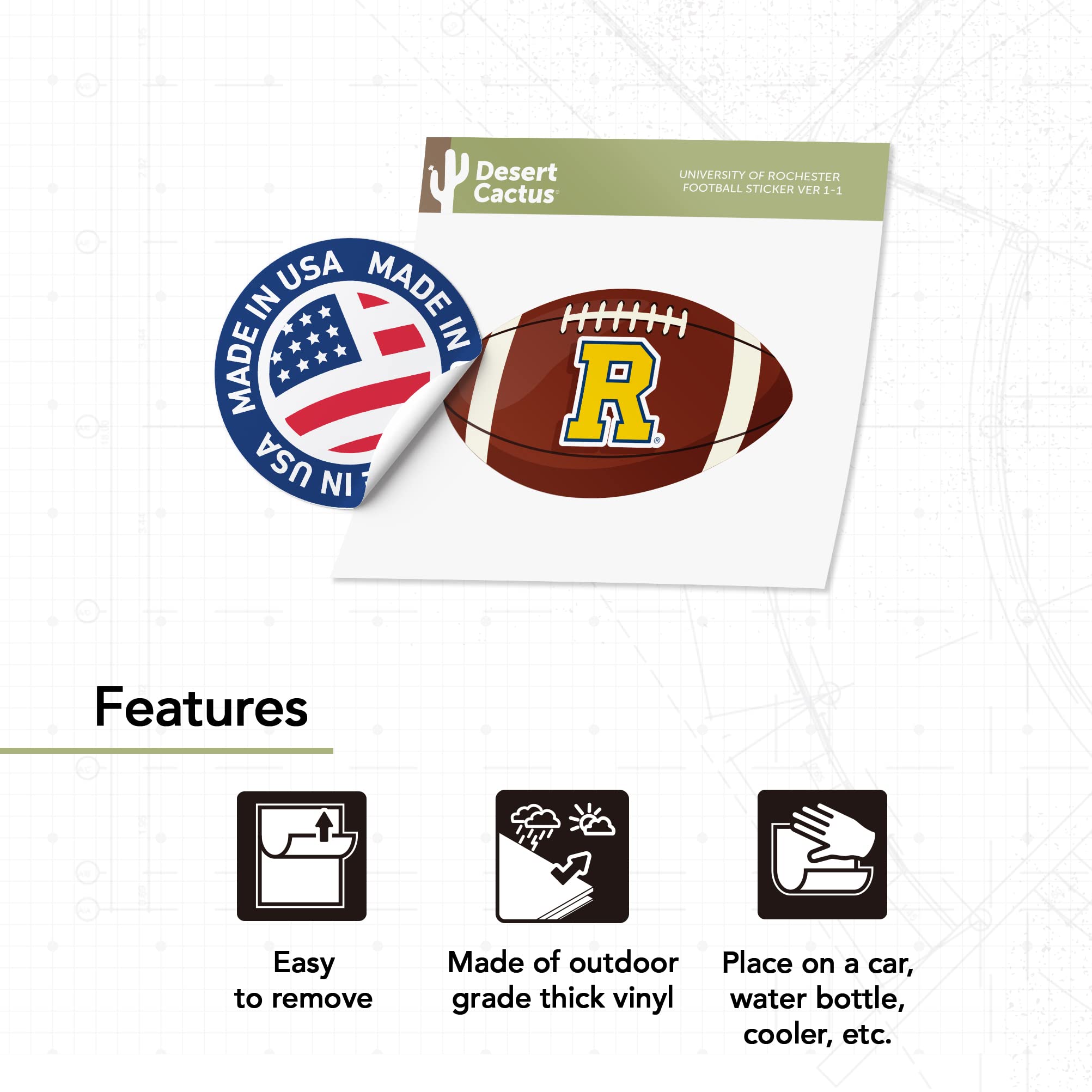 University of Rochester Yellowjackets Football Logo Vinyl Decal Sticker - Waterproof Laptop, Water Bottle, Car & Scrapbook Decoration - Perfect for School Spirit, Game Days & Alumni Pride