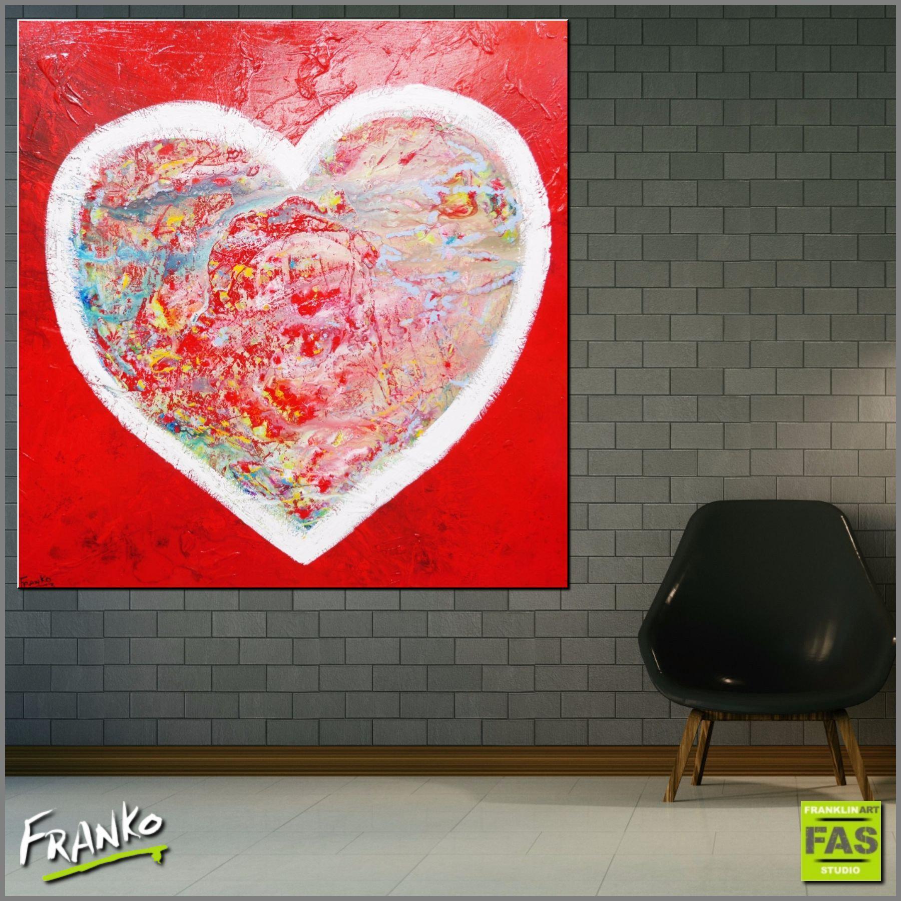 120cm x 120cm Love Heart Pop Art Canvas Painting - Modern Home Decor for Living Room, Bedroom & Office Wall Art