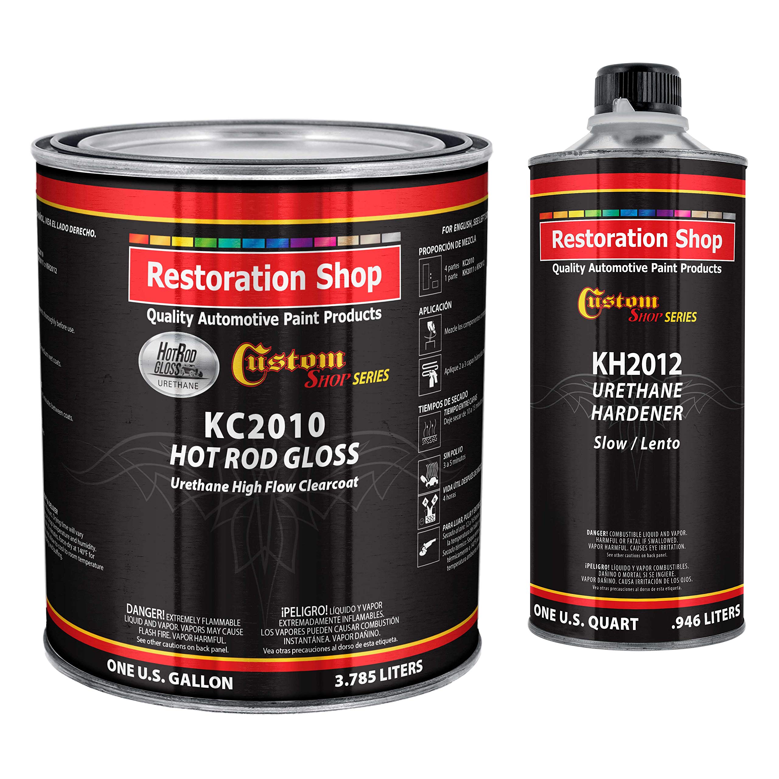 Premium Custom Shop Complete Kit - Hot Rod Gloss Urethane High Flow Clearcoat with Hardener (1 Gallon) - Professional Automotive Paint Finish for Cars, Motorcycles & Hot Rods - Perfect for Showroom Quality Restoration & Custom Paint Jobs