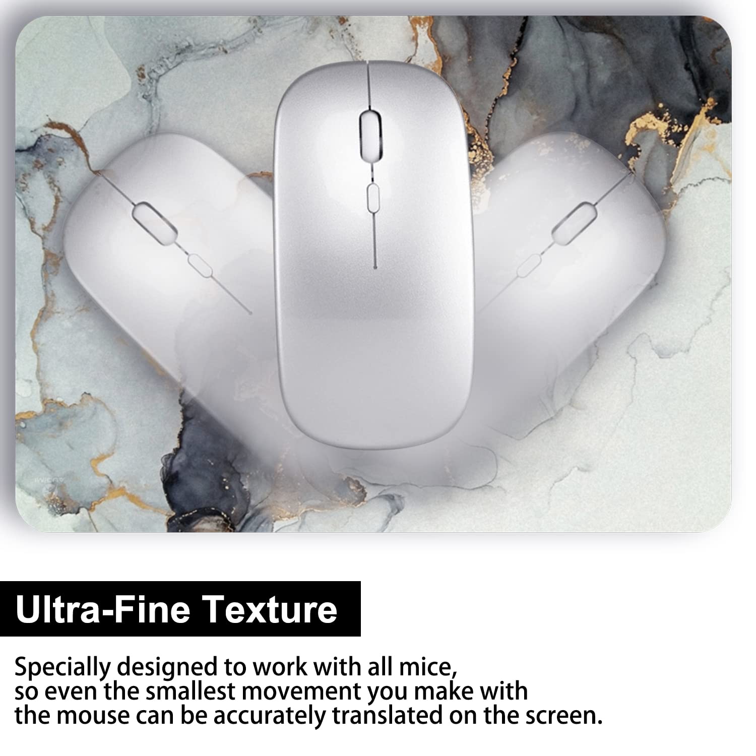 Audimi Small Mouse Pad 6 x 8 Inch - Mini Thick Non-Slip Mouse Mat for Laptop, Wireless Mouse, Home Office & Travel - Portable, Washable Desk Pad (Grey Marble) - Perfect for Work, Gaming & Study