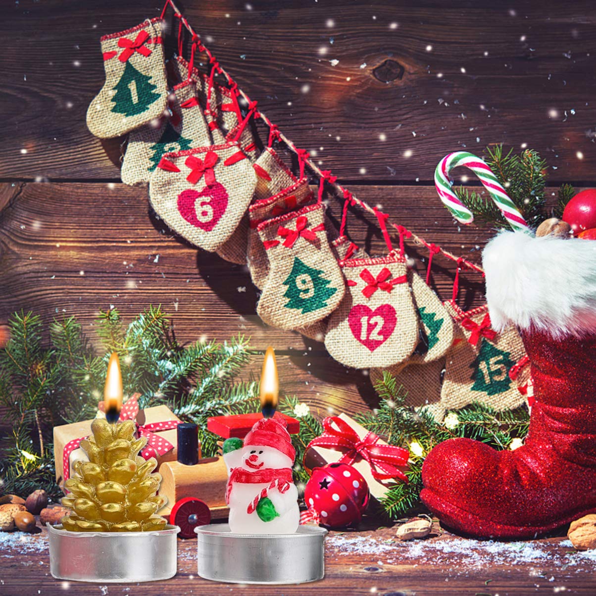 HEALLILY 15pcs Christmas Candles - White Wax Tealight Candles for Xmas Decorations, Holiday Parties, Romantic Proposals & Festive Home Decor