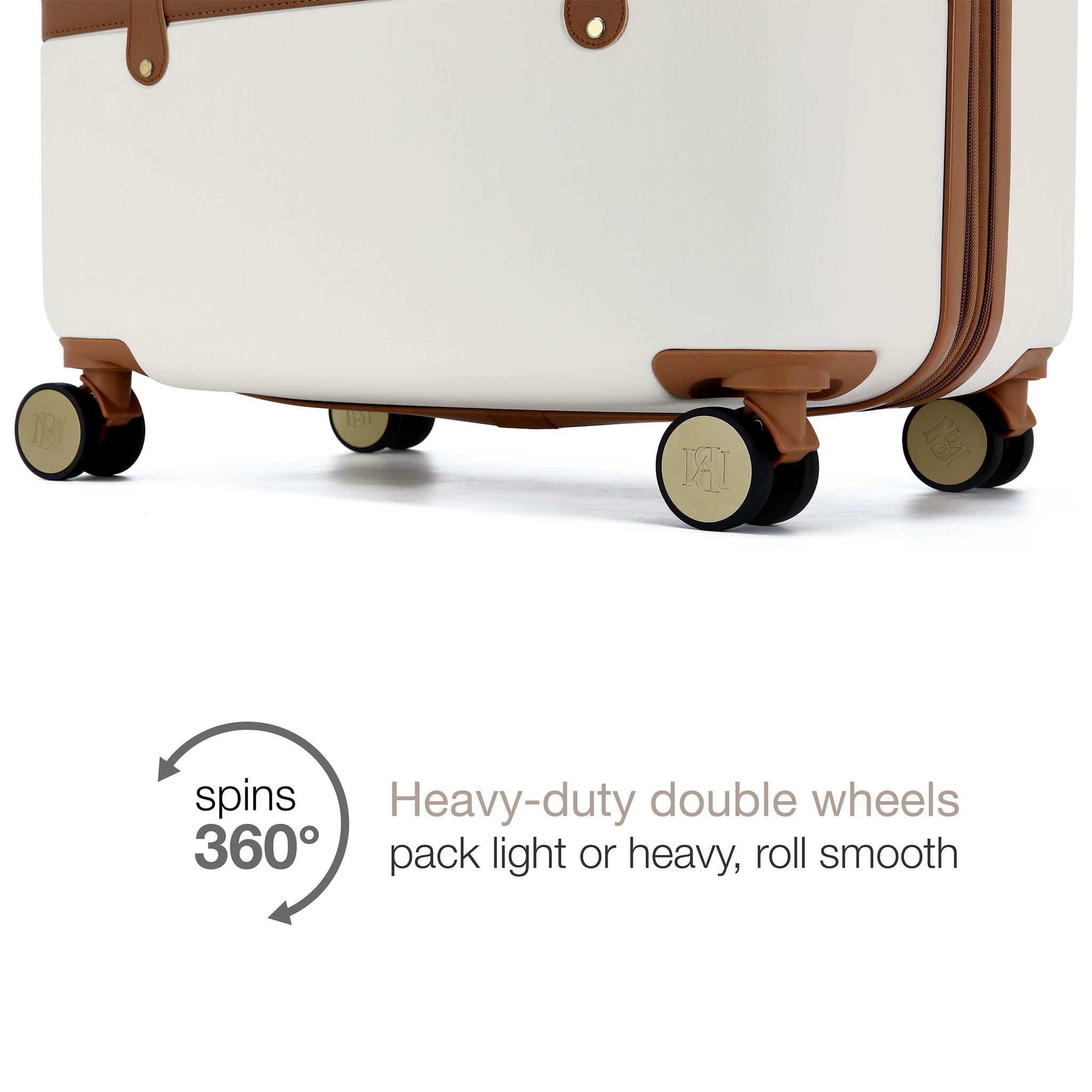 Badgley Mischka Grace 3-Piece Expandable Polycarbonate-ABS Retro Luggage Set in White | Vintage Style Suitcase for Travel, Business Trips & Vacations