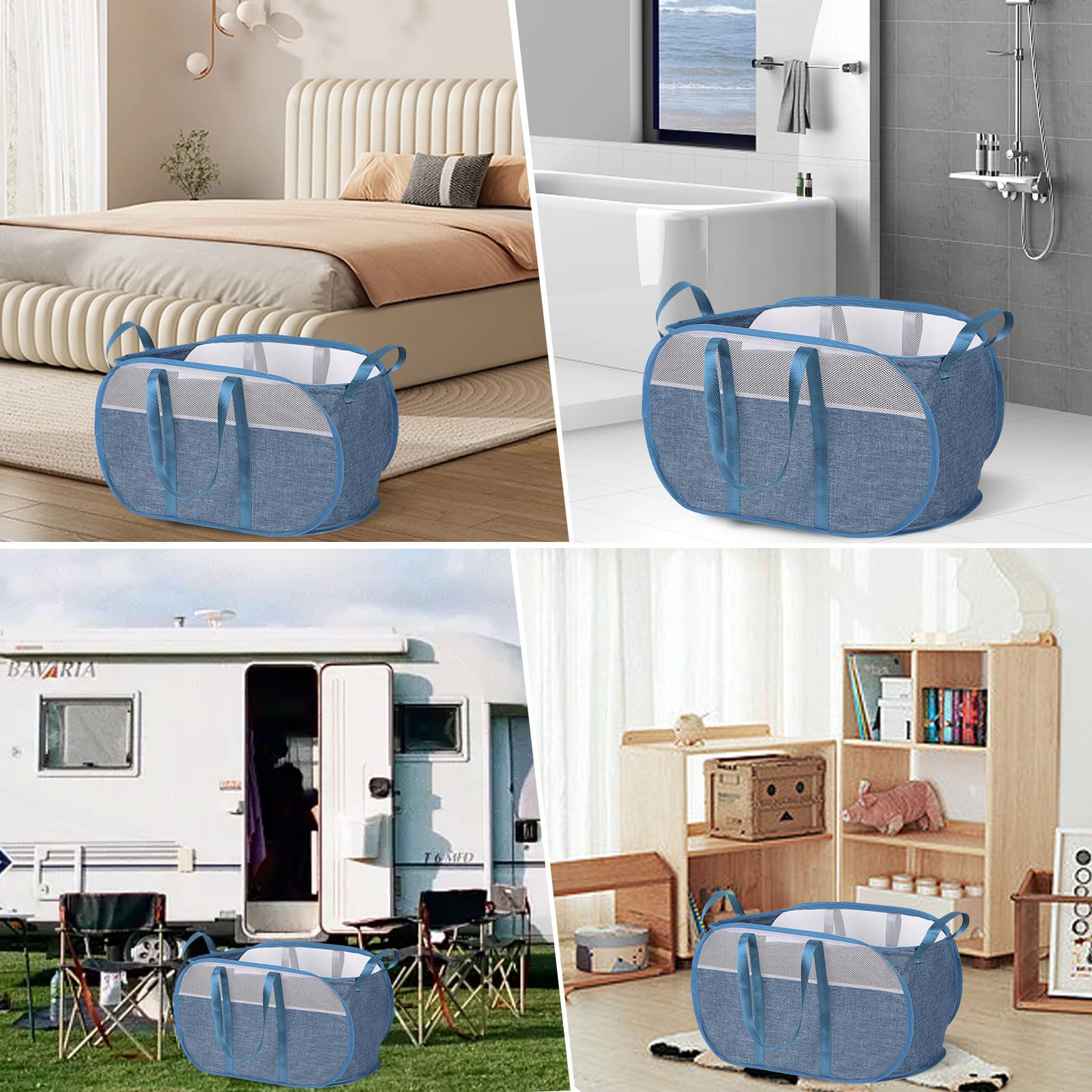 Pop Up Laundry Hamper - Collapsible Mesh Laundry Basket with Durable Handles | Foldable Clothes Hamper for Dorm, Bathroom & Travel | Space Saving Storage Solution for Small Spaces | Perfect for College, Camping & Apartment Living