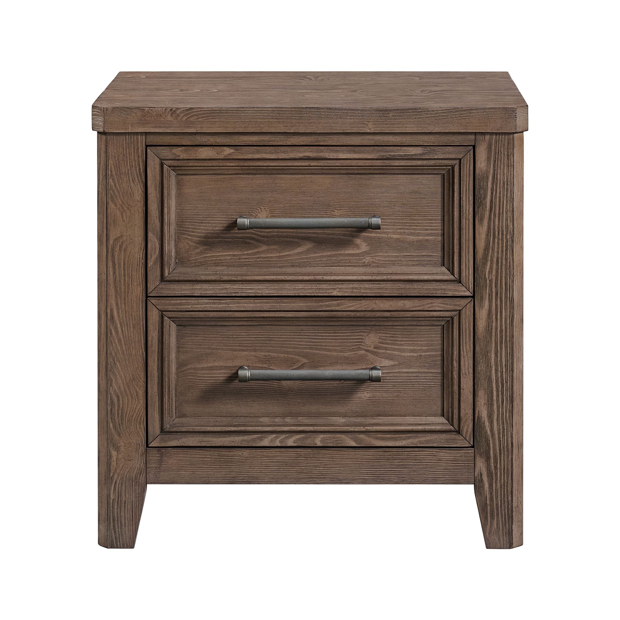 Carlson Night Stand - Weathered Chestnut Finish, Modern Bedside Table with Storage for Bedroom, Living Room, or Office