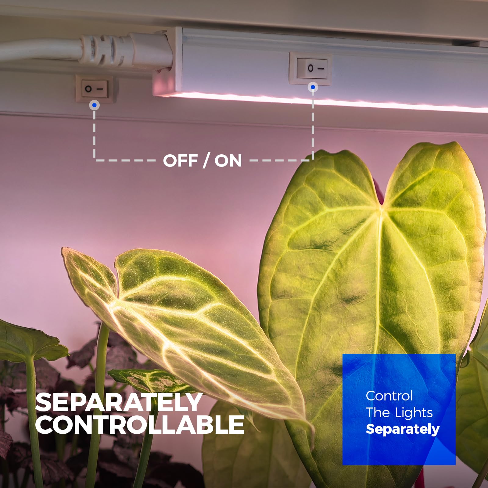 Barrina Full Spectrum LED Grow Lights for Indoor Plants - 1ft T5 Grow Light Strip, Pinkish White, 4-Pack - Perfect for Hydroponics, Seedlings & Home Gardening