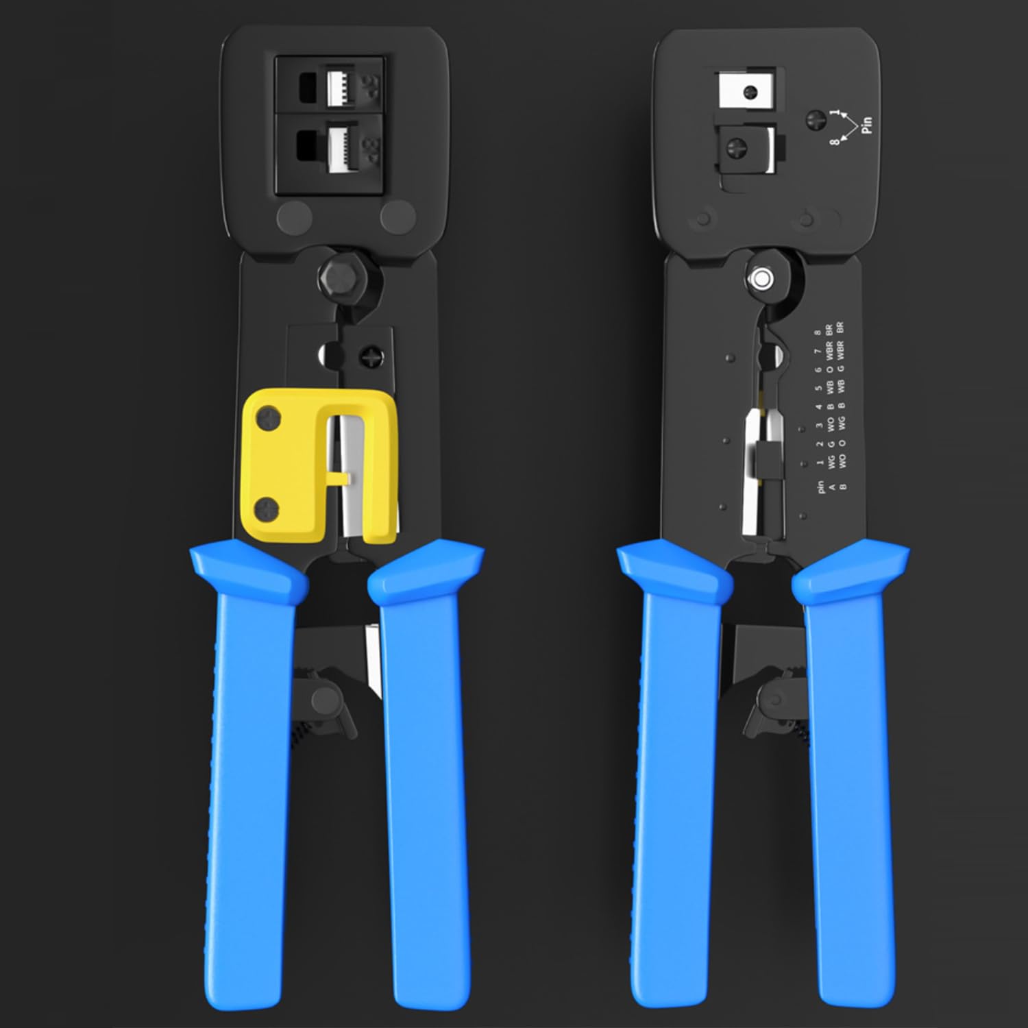 Professional Ratcheting RJ45 Crimp Tool Kit - Ethernet Crimper for Pass Through RJ45, RJ11 & RJ12 Connectors - Ideal for Network Installations, Home Office Setup & IT Maintenance