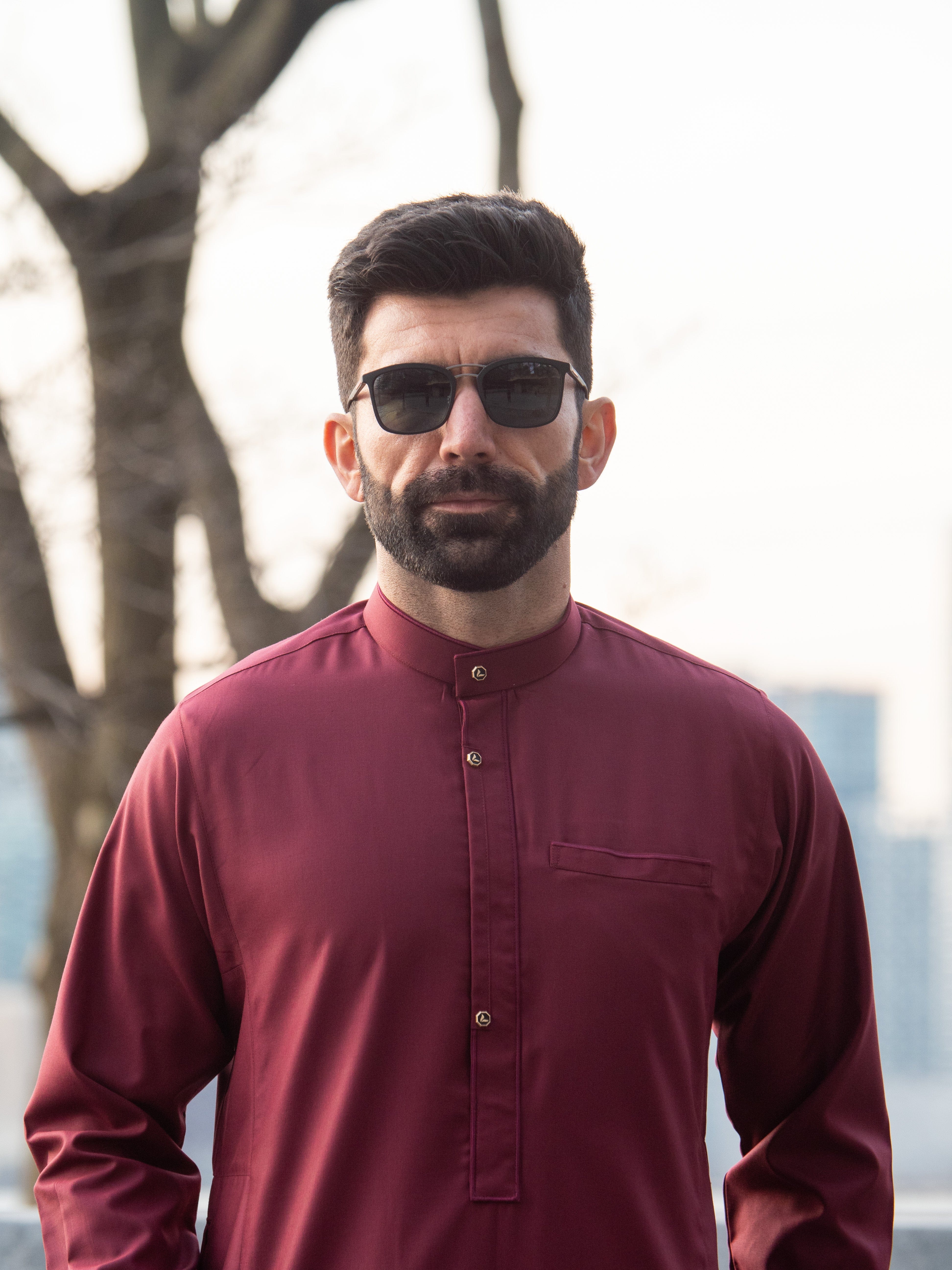 Premium Adult Thobe 121 Maroon - Islamic Prayer Dress for Men & Boys - Perfect for Eid, Mosque, and Family Gatherings
