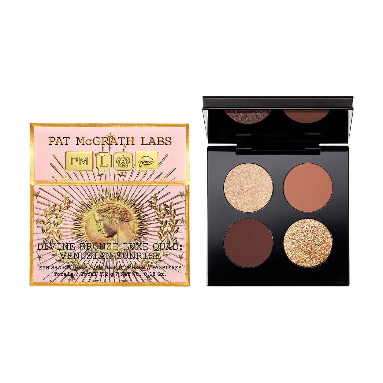 Divine Bronze Luxe Quad Eyeshadow Palette - Venusian Sunrise Shades for Day & Night Makeup Looks | Perfect for Parties, Weddings & Special Occasions