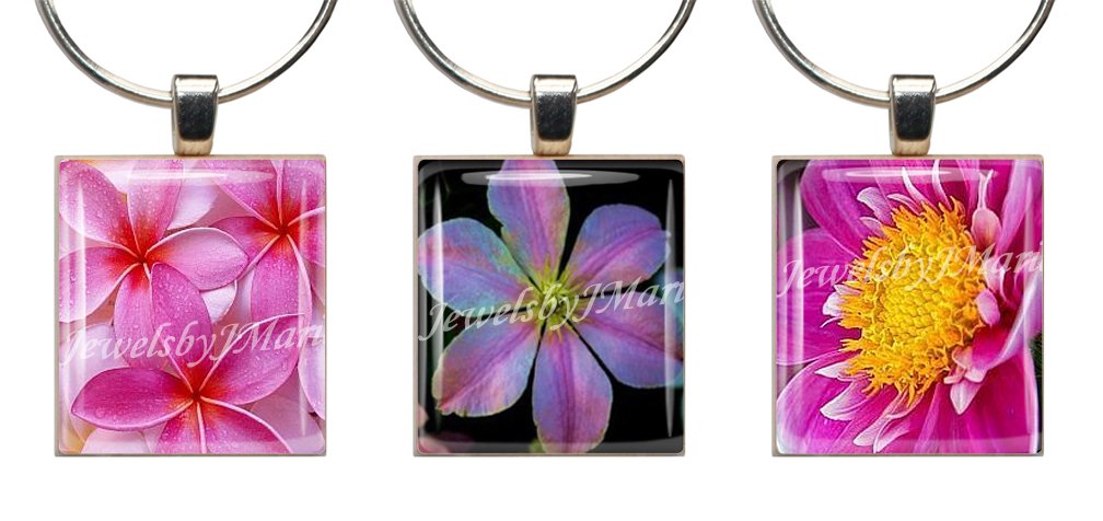 Floral Scrabble Tile Wine Glass Charms Set of 3 - Stemware Markers for Wine Glasses - Perfect for Bridal Showers, Bachelorette Parties & Dinner Parties