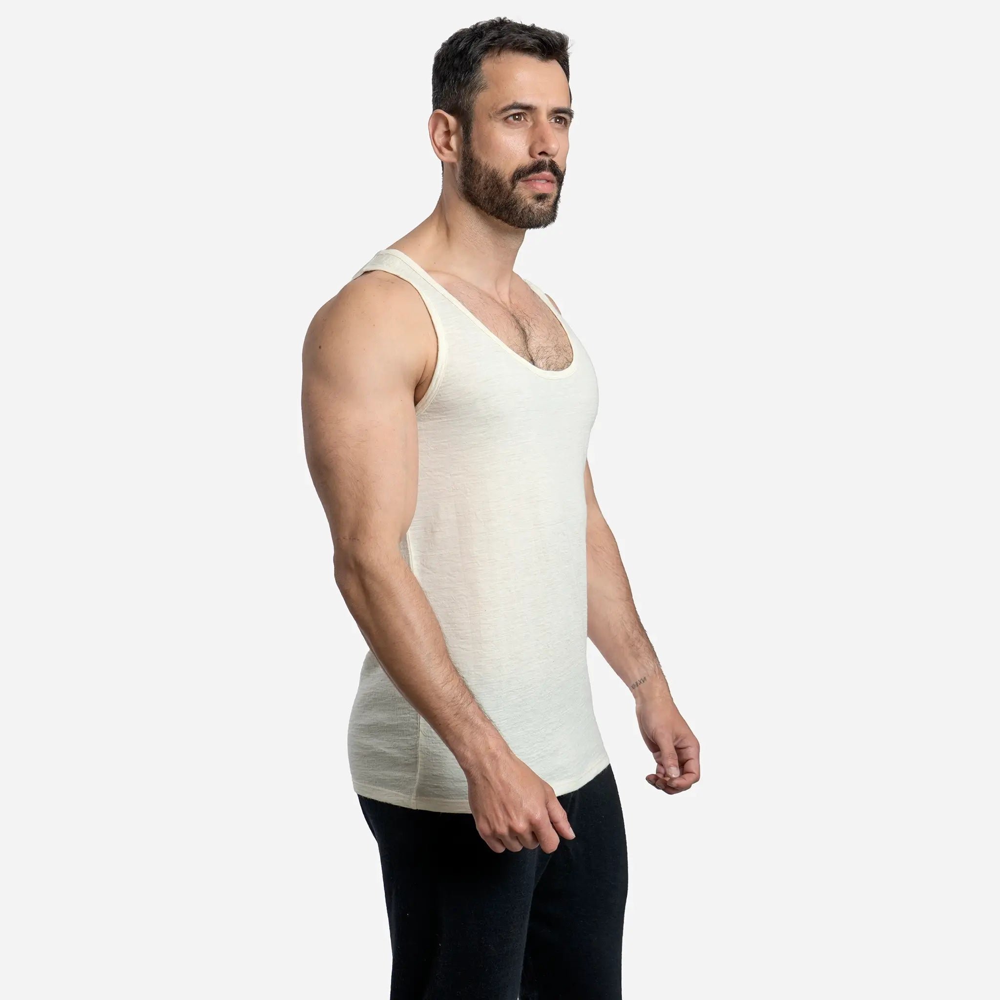 Men's Alpaca Wool Tank Top - Ultra Lightweight 110g Summer Wear for Hiking & Travel