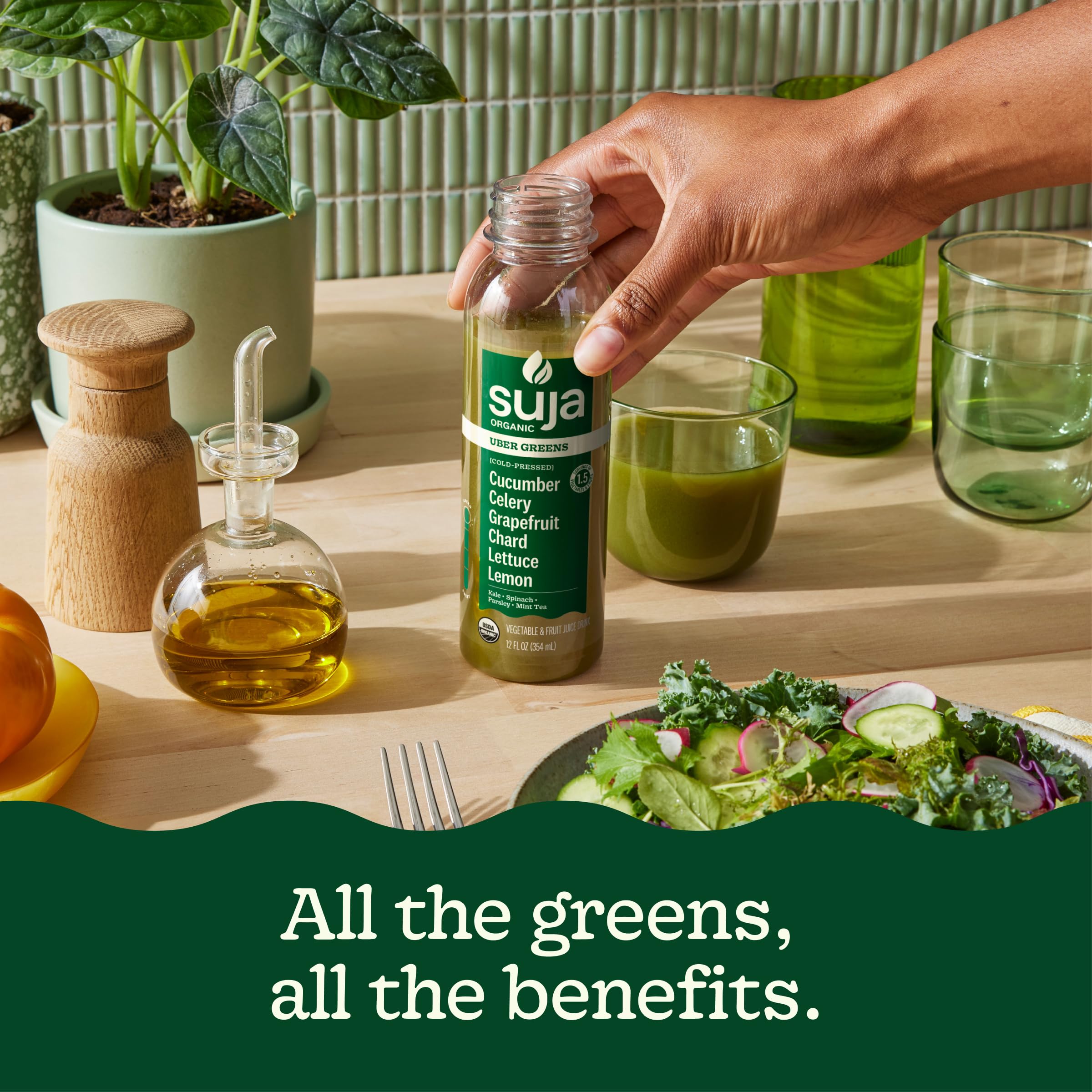 Organic Uber Greens Juice by Suja - Cold Pressed, 12 Fl Oz Bottle (Pack of 1) - Detox & Energy Boost for Active Lifestyles - Perfect for Post-Workout Recovery & Morning Wellness Routine