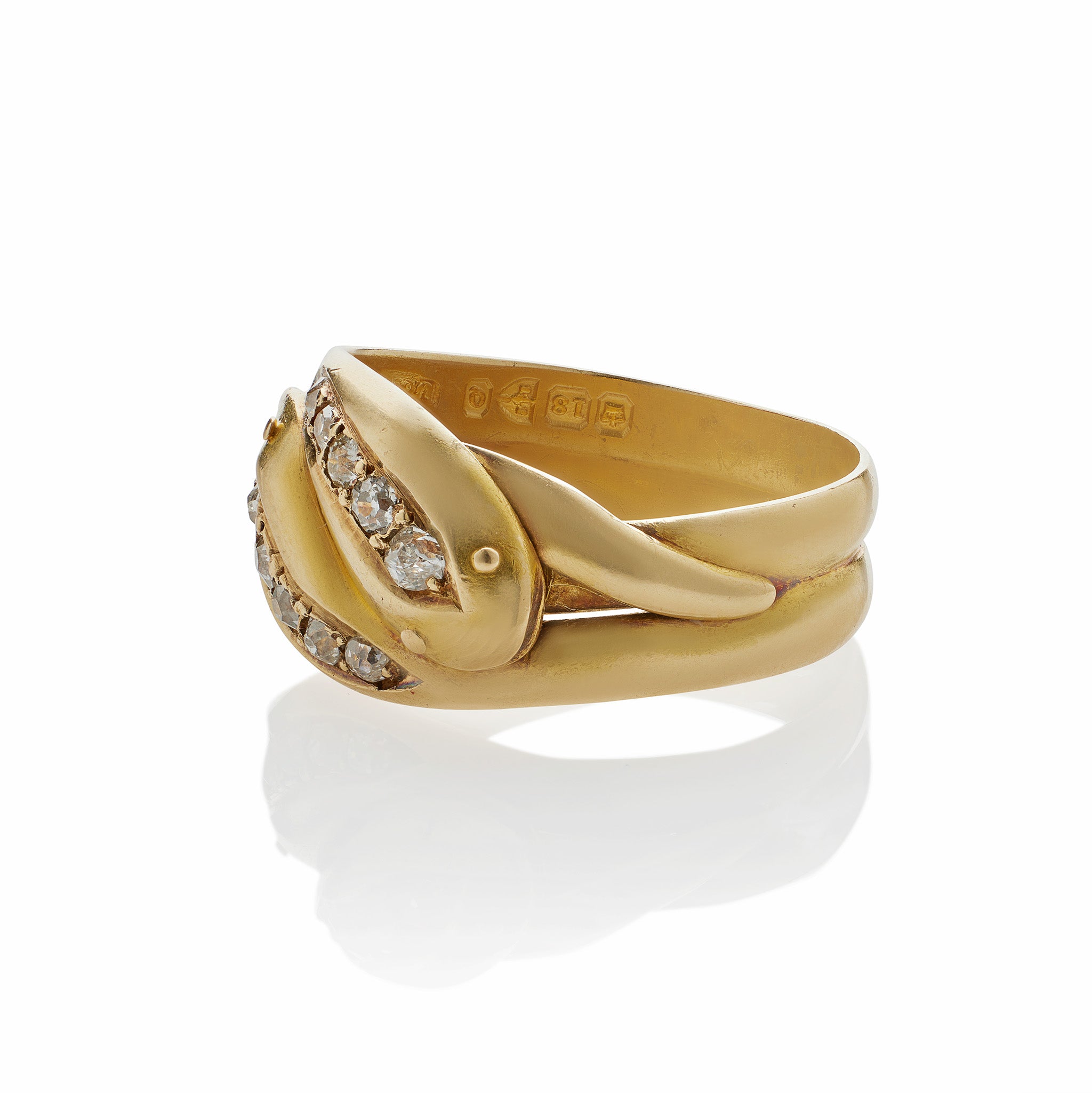 Elegant English Diamond Double Snake Ring - Sterling Silver Vintage Jewelry for Women - Perfect for Parties, Weddings & Special Occasions