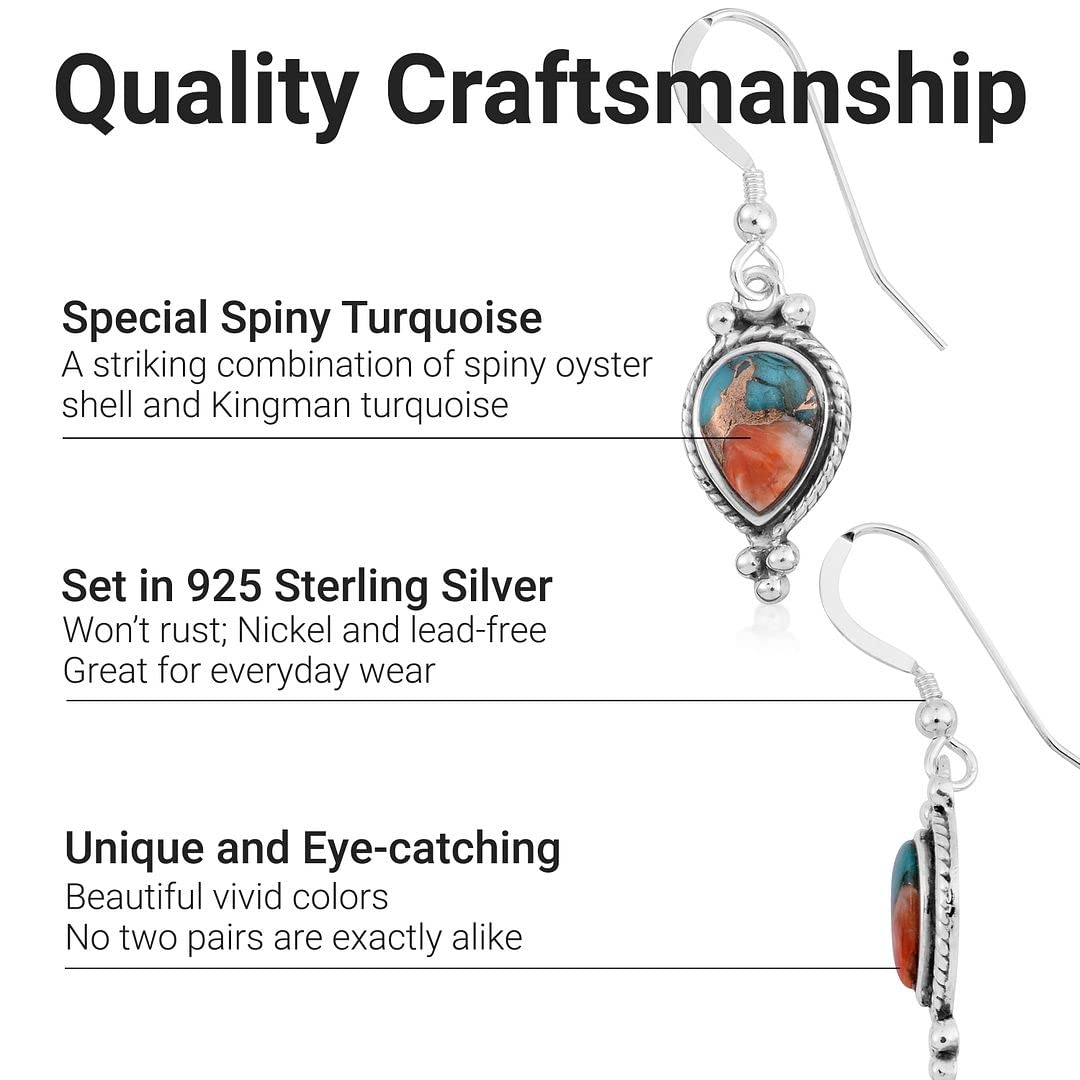 925 Sterling Silver Turquoise Drop Dangle Earrings for Women - Boho Western Jewelry, Birthday Gift for Her, Perfect for Casual Wear & Special Occasions