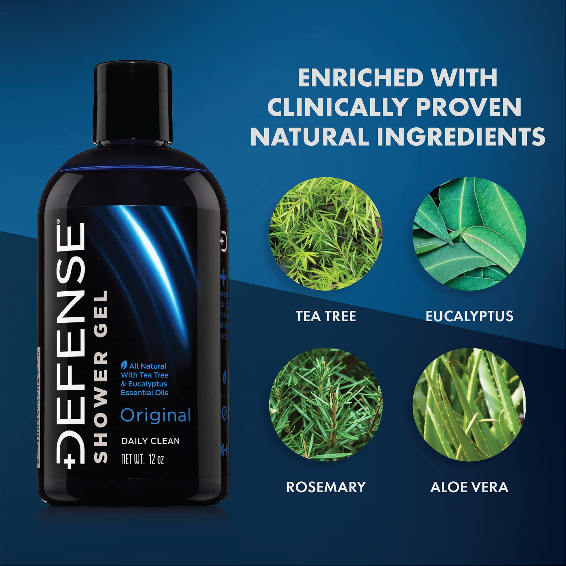 Defense Soap Organic Tea Tree Body Wash for Men & Women - Natural Shower Gel with Tea Tree Oil, Eucalyptus & Aloe Vera | 12 oz (Pack of 2) | Perfect for Athletes, Gym Enthusiasts & Sensitive Skin Care