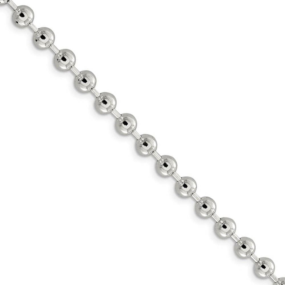 5mm Sterling Silver Beaded Chain Necklace - Elegant Black Bow for Gifts & Parties