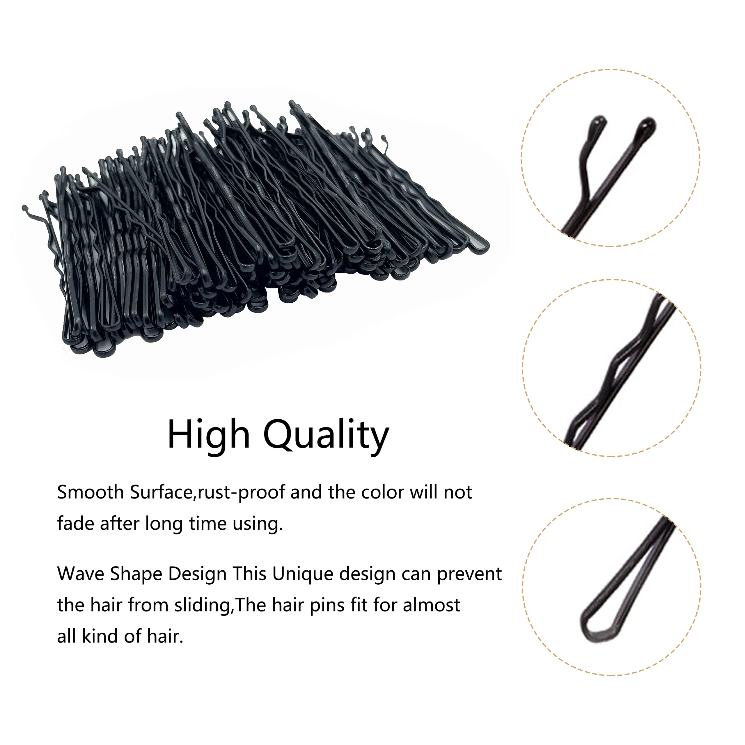 100PCS 2-Inch Black Bobby Pins for Women - Secure Hold Hair Clips for Styling, Updos & Braids - Includes Clear Storage Box - Perfect for Salon, Wedding & Everyday Use