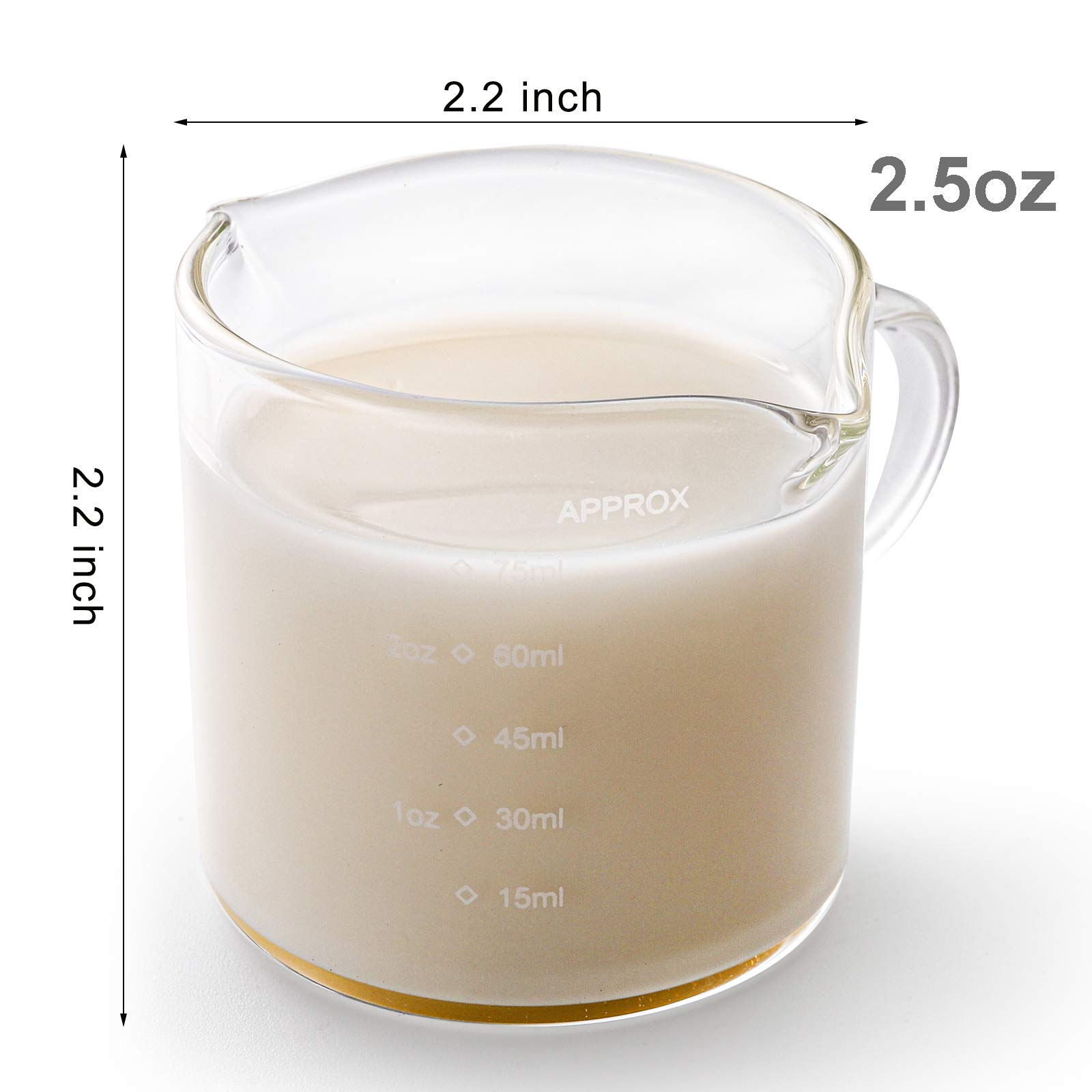 **4-Pack Yarlung Espresso Shot Glasses – 75ml (2.5oz) Double Spout Measuring Cups for Coffee & Milk – Barista Tools for Latte Art, Cocktails & Baking – Durable Glass Coffee Maker Accessories**