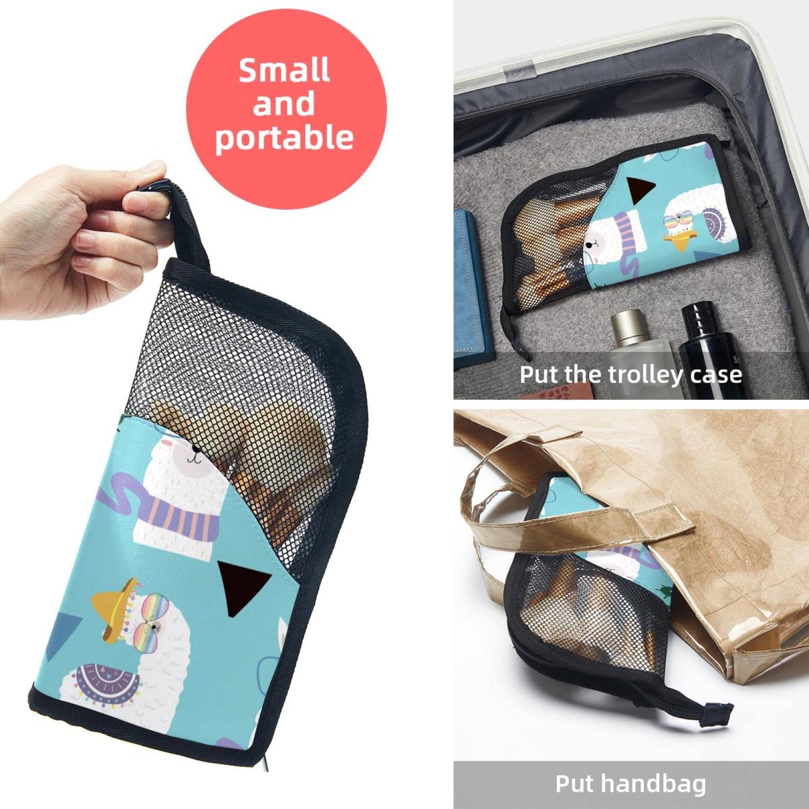 Portable Makeup Brush Organizer Bag with 12 Slots - Cactus & Alpaca Design Travel Cosmetic Brush Holder Case for Makeup Artists & On-the-Go Beauty Essentials