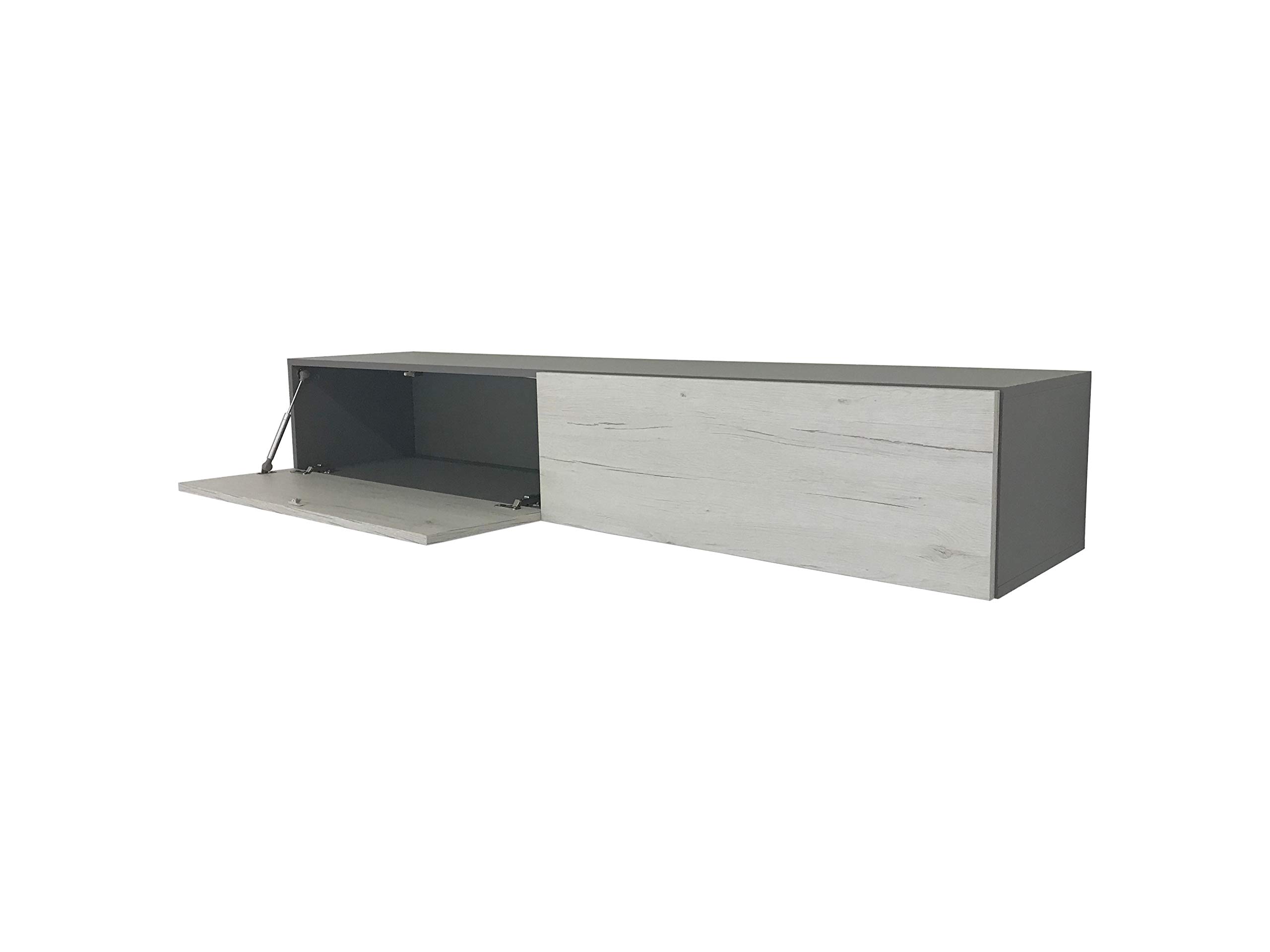 VIGO High Gloss TV Stand for Living Room - Modern Entertainment Center with Storage (Slate Grey/White Monaco) - Perfect for Flat Screen TVs, Gaming Consoles & Home Theater Setup