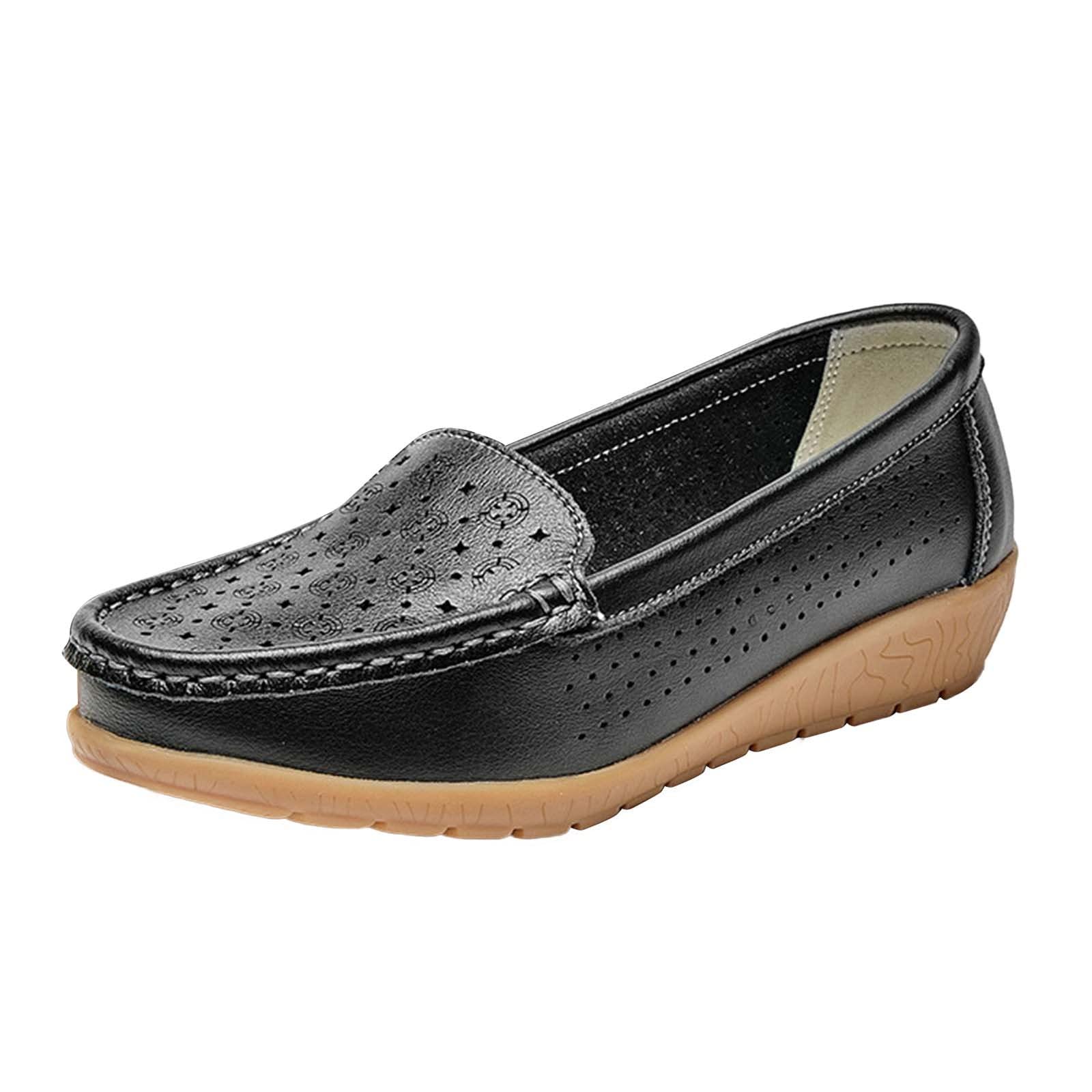 TTJJ Women's Casual Loafers - Breathable Hollow Flat Heel Slip-On Shoes for Nurses & Comfortable Everyday Wear | Perfect for Work, Walking & Relaxing