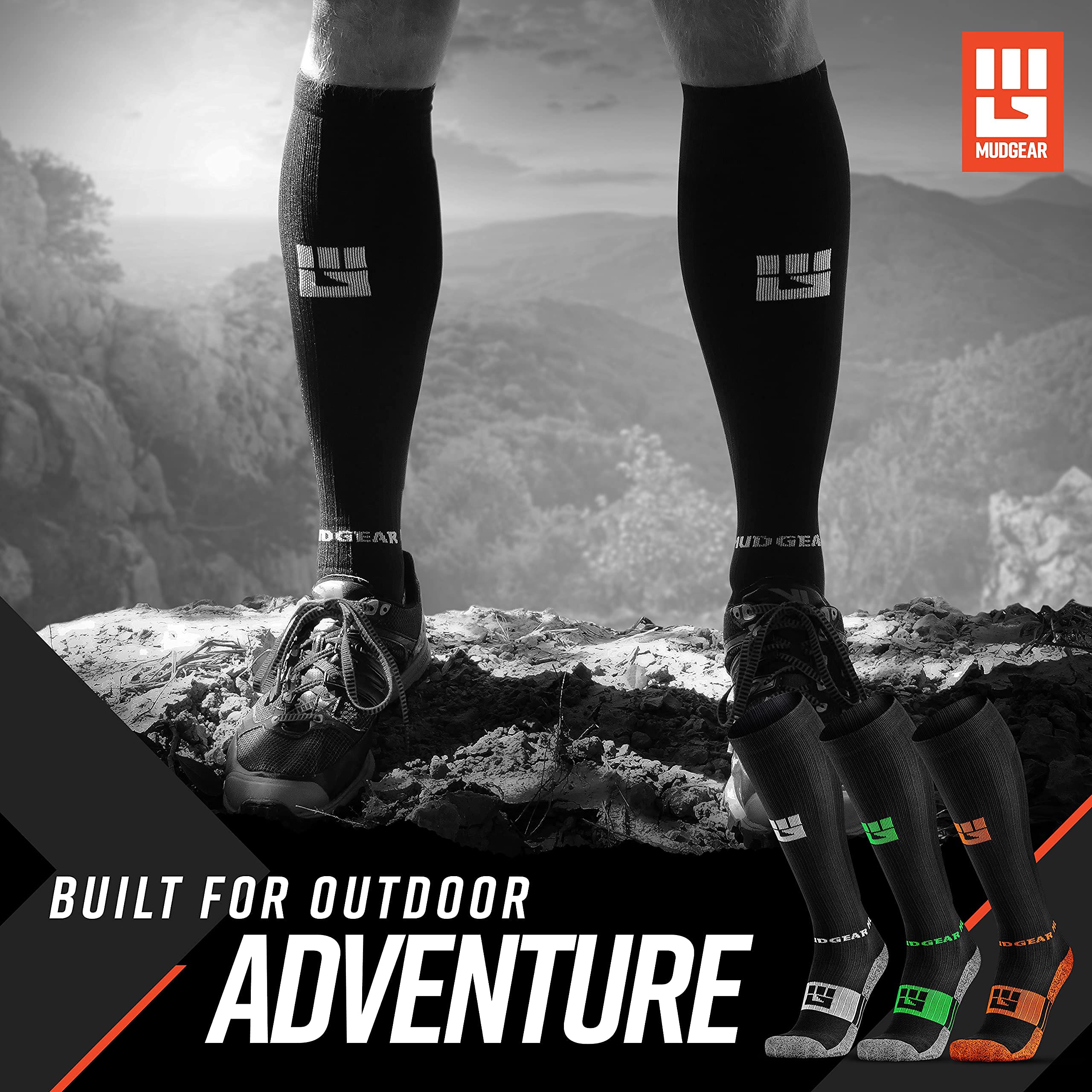 Premium Compression Socks 3-Pack for Running, Hiking & Recovery - Medium Size (Black/Gray, Black/Green, Black/Orange) - Improve Circulation & Reduce Swelling for Athletes, Travelers & Nurses