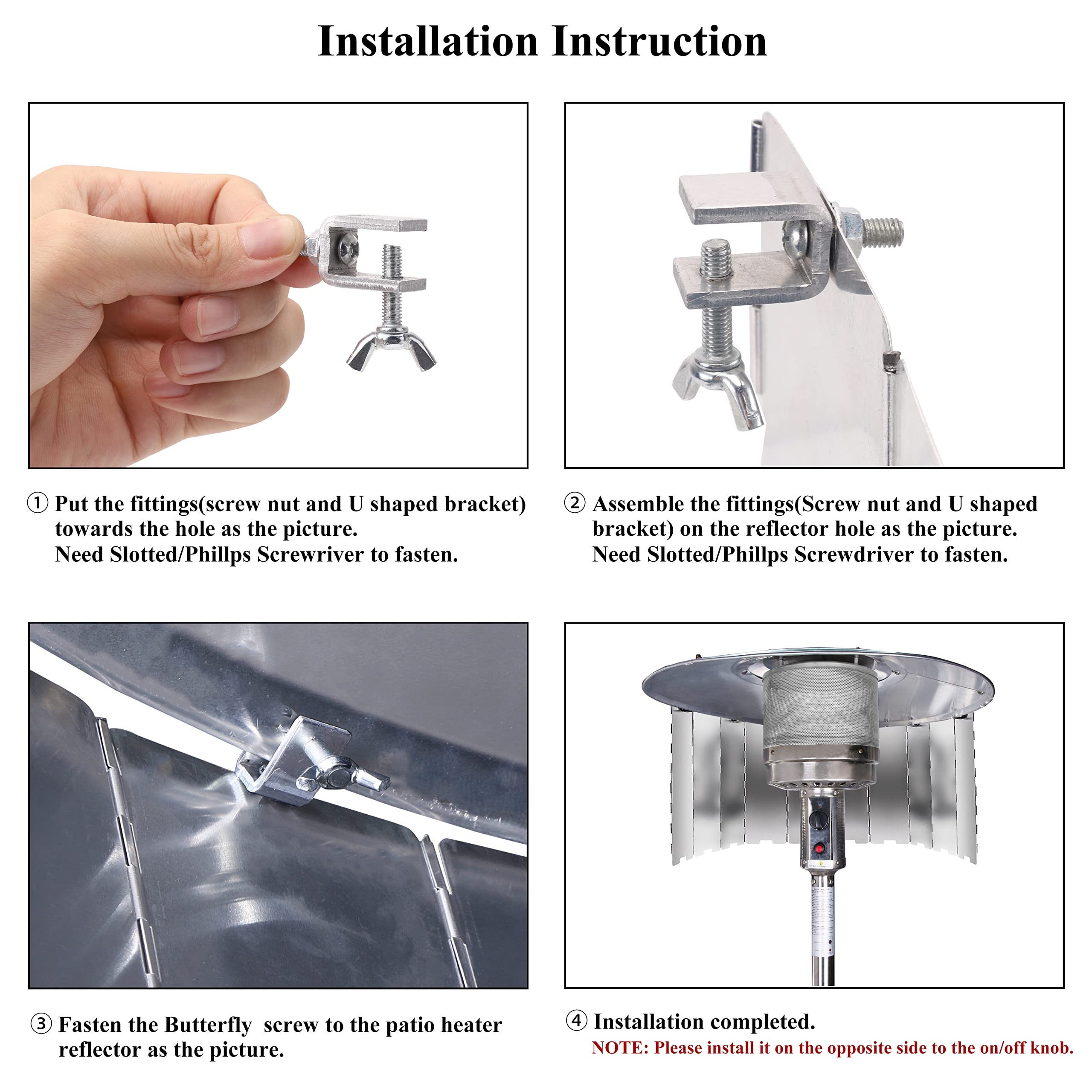 Foldable Patio Heater Reflector Shield - Compatible with Propane & Natural Gas Heaters (Round/Square) - Durable Heat Focusing Reflector for Outdoor Patio, Deck, and Garden Use