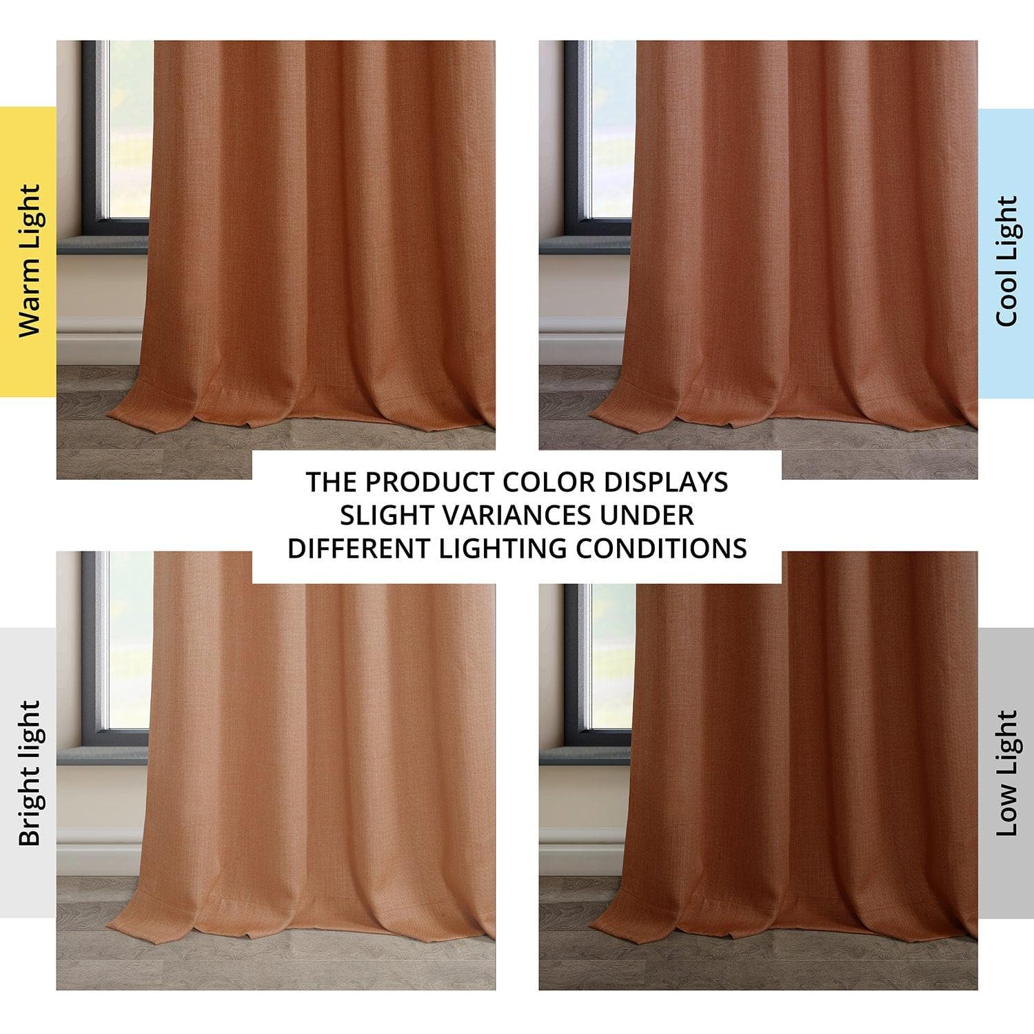 Desert Orange Grommet Textured Faux Linen Blackout Curtains - Thermal Insulated Window Drapes for Bedroom, Living Room & Home Theater