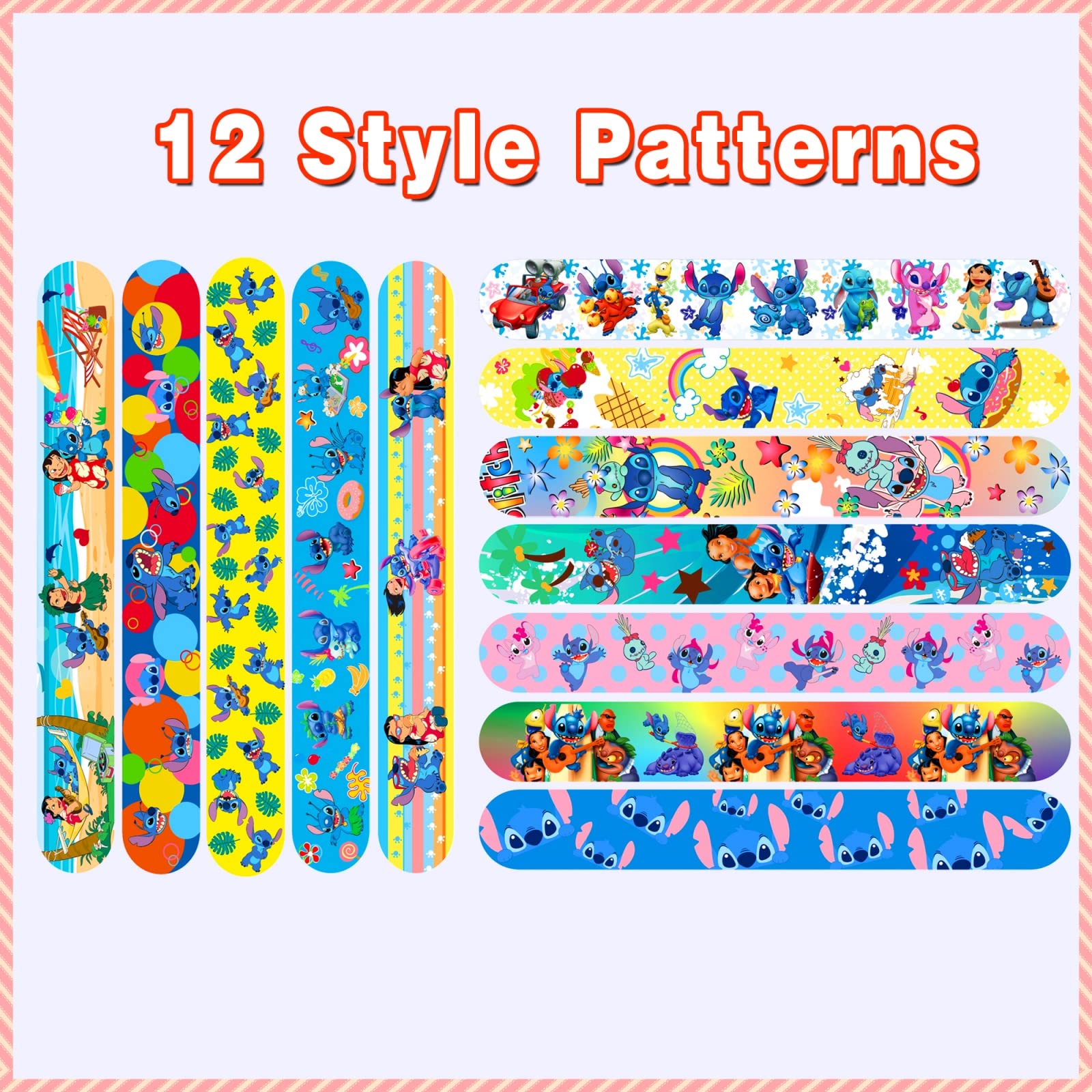 JUUFLA 86-Piece Stitch Party Favors Gift Set - 36 Slap Bracelets & 50 Stickers - Disney Stitch Themed Birthday Party Decorations & Supplies for Kids - Goodie Bag Fillers, School Rewards & Classroom Prizes (Perfect for Birthday Parties, School Events & Disney Themed Celebrations)