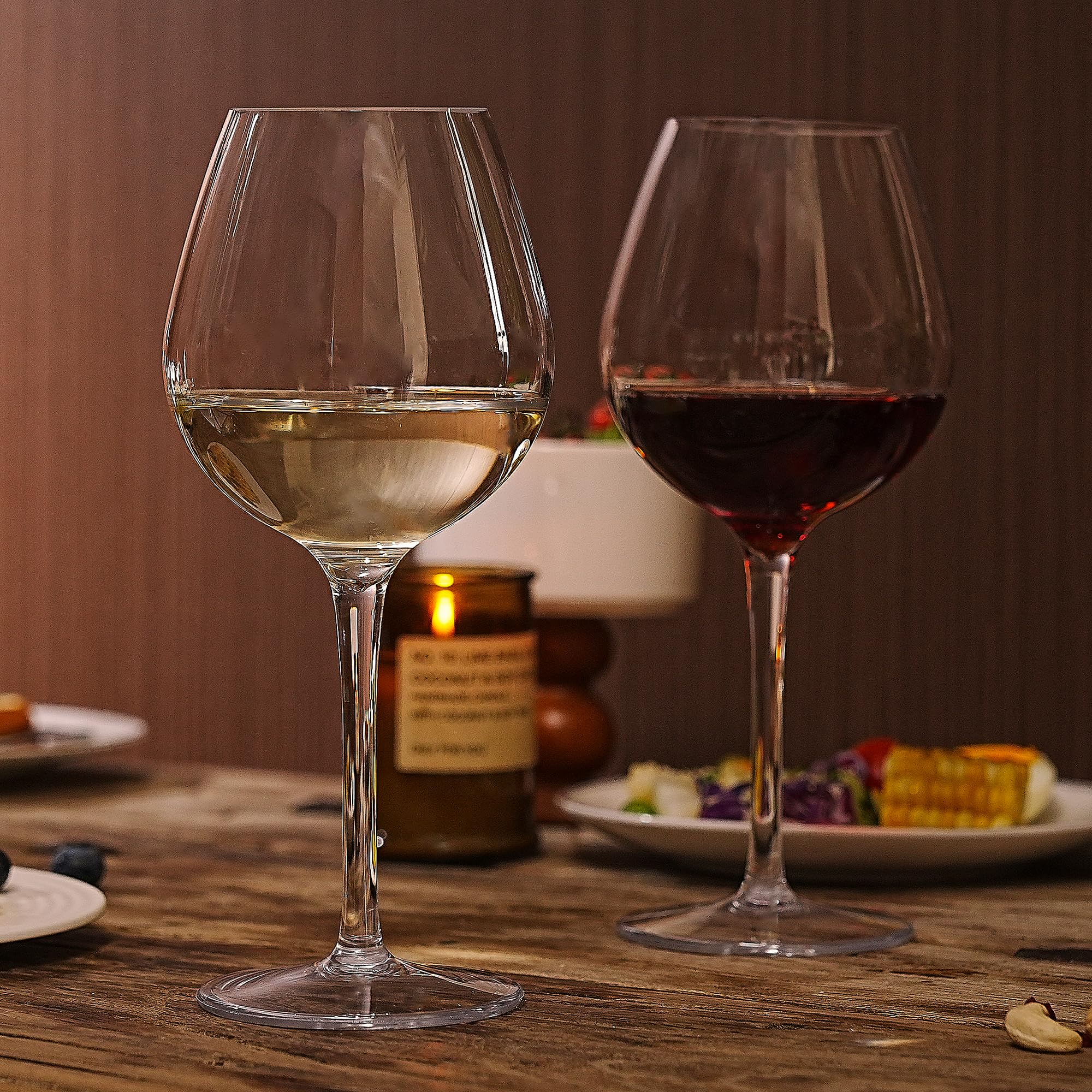 Unbreakable Tritan Plastic Wine Glasses - Set of 4 (15oz Each) | Dishwasher Safe Stemware for Outdoor, Picnic, Pool Party & RV Travel | Shatterproof Alternative to Glass