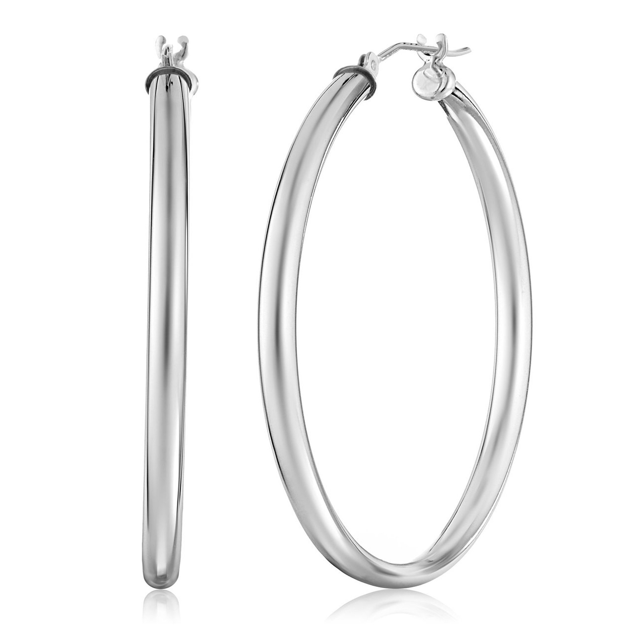 Sterling Silver Round Snuggable Huggie Hoop Earrings for Women - Comfortable Minimalist Everyday Hoops for Work, Date Night & Travel