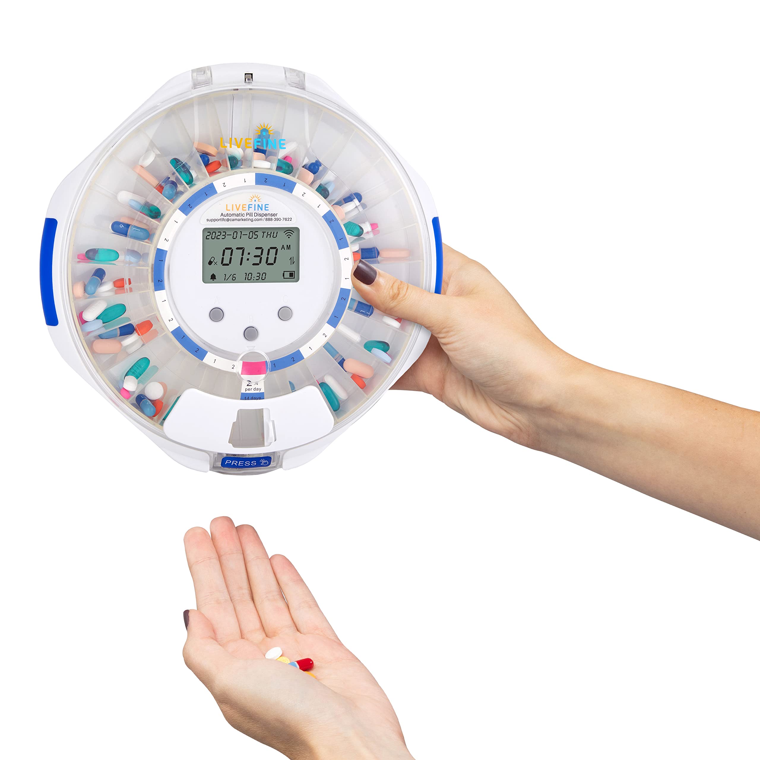 Smart WiFi Automatic Pill Dispenser with Clear Lid – 28-Day Medication Organizer, 9 Doses/Day, Lock Key, Light & Sound Alarms for Prescriptions & Vitamins – Ideal for Elderly Care, Travel, and Daily Medication Management