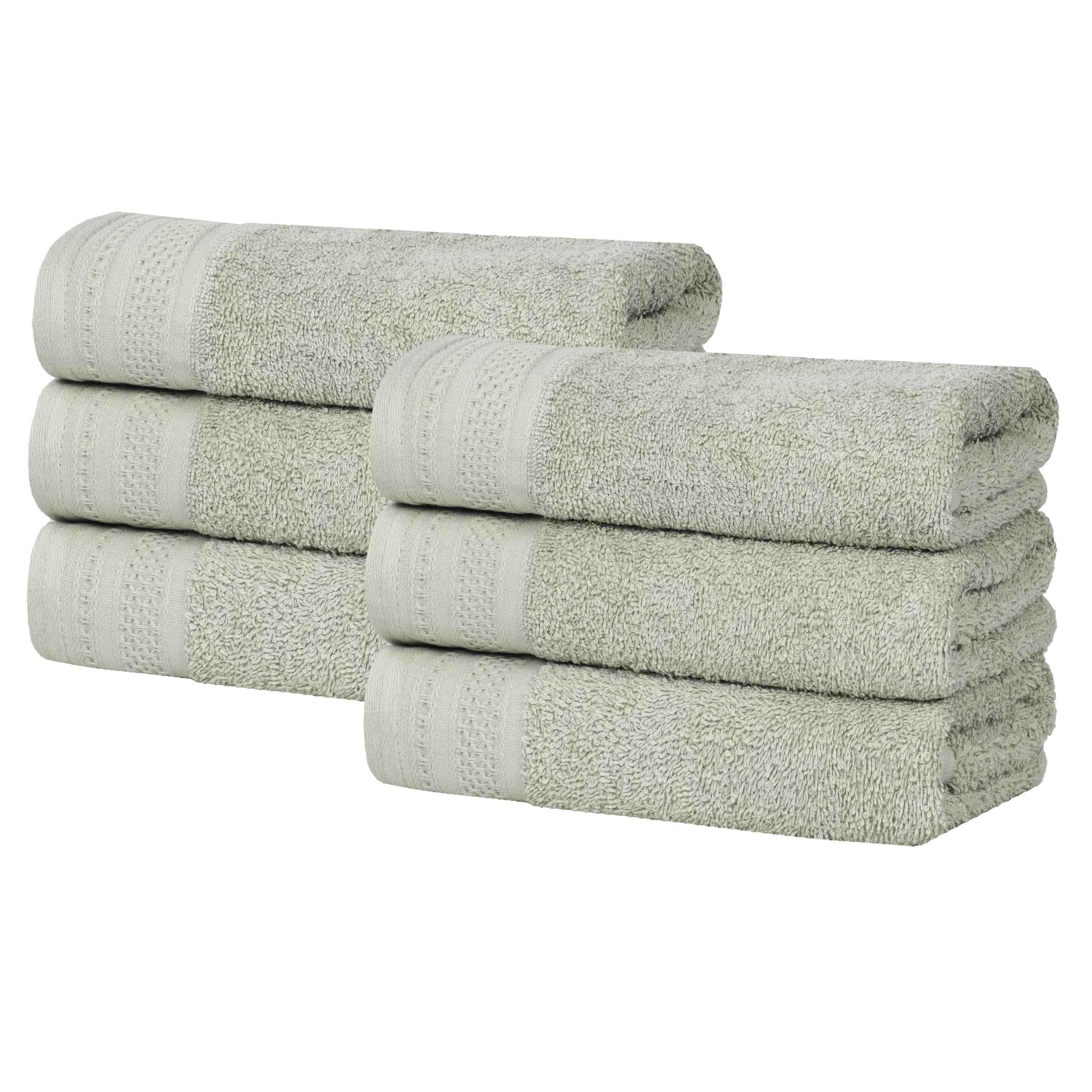 Premium Honeycomb Waffle Weave Cotton Hand Towels Set of 6 - Soft Absorbent Bath & Kitchen Towels for Guest Bathroom, Spa, Luxury Hotel Decor
