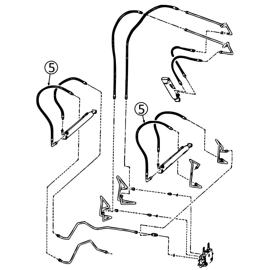 Bobcat 7753 Hydraulic Hose for Loader Lift Cylinders - 5 Bore Ends - Heavy-Duty Replacement Part for Construction & Farming Equipment