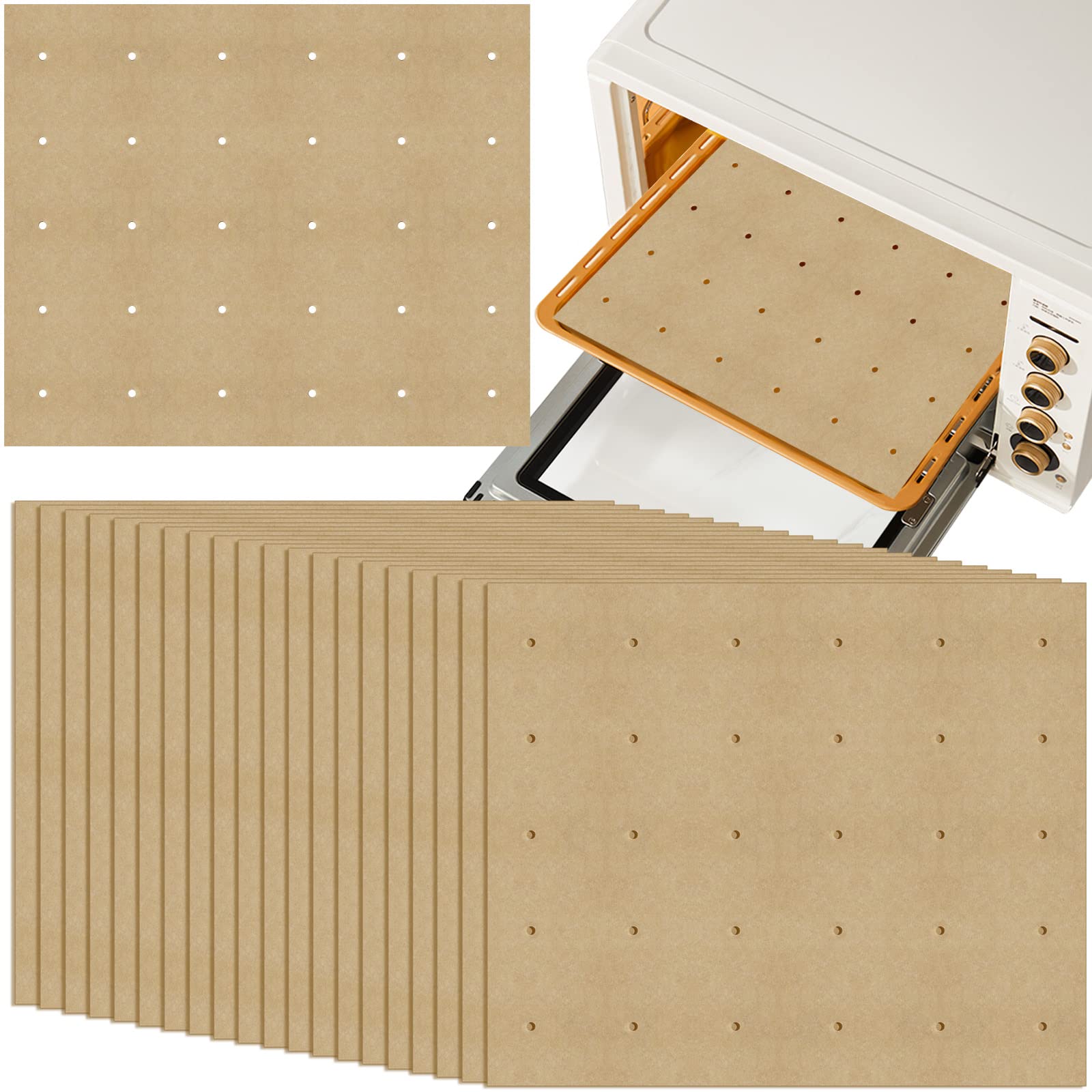 100 PCS Unbleached Parchment Paper Sheets - 11x9 Inch Perforated Square Liners for Air Fryers (Cuisinart, Breville, Black+Decker) & Toaster Ovens | Non-Stick Baking, Roasting & Cooking | Eco-Friendly Kitchen Essential