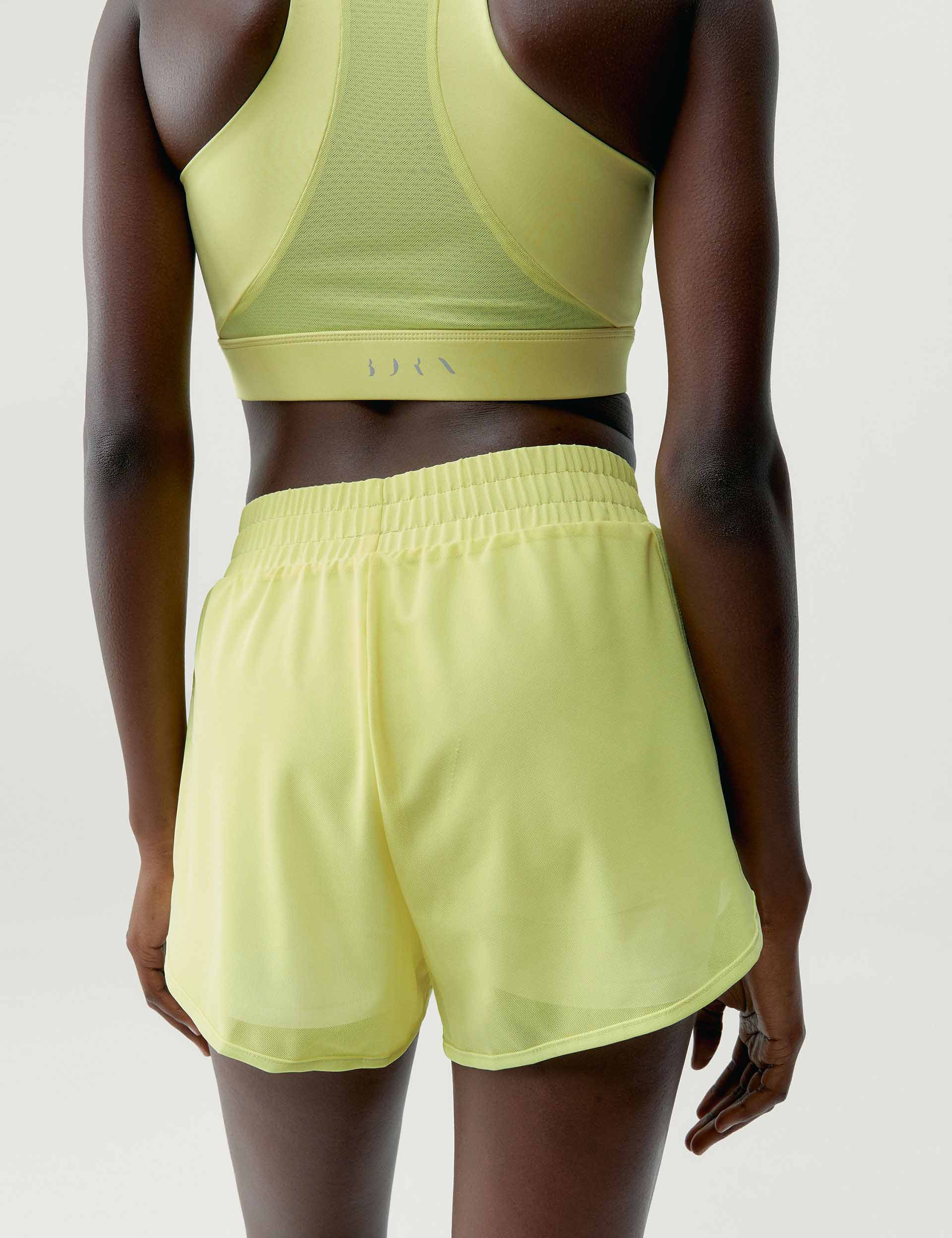 Padma Short 2.0 - Women's Running Shorts in Yellow Green/White | Lightweight Quick-Dry Athletic Shorts for Jogging, Yoga & Gym Workouts