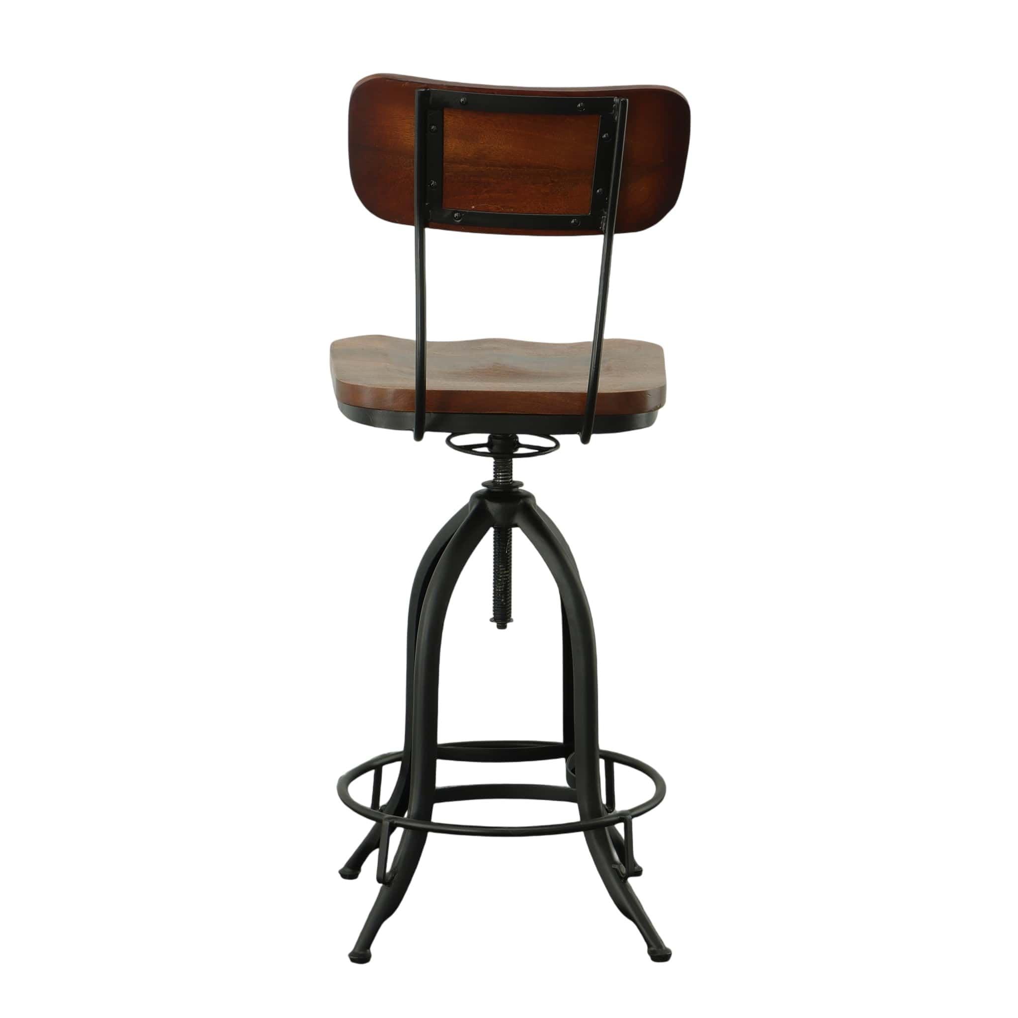 Adjustable Wood Barstool - Chestnut & Black for Kitchen & Bar