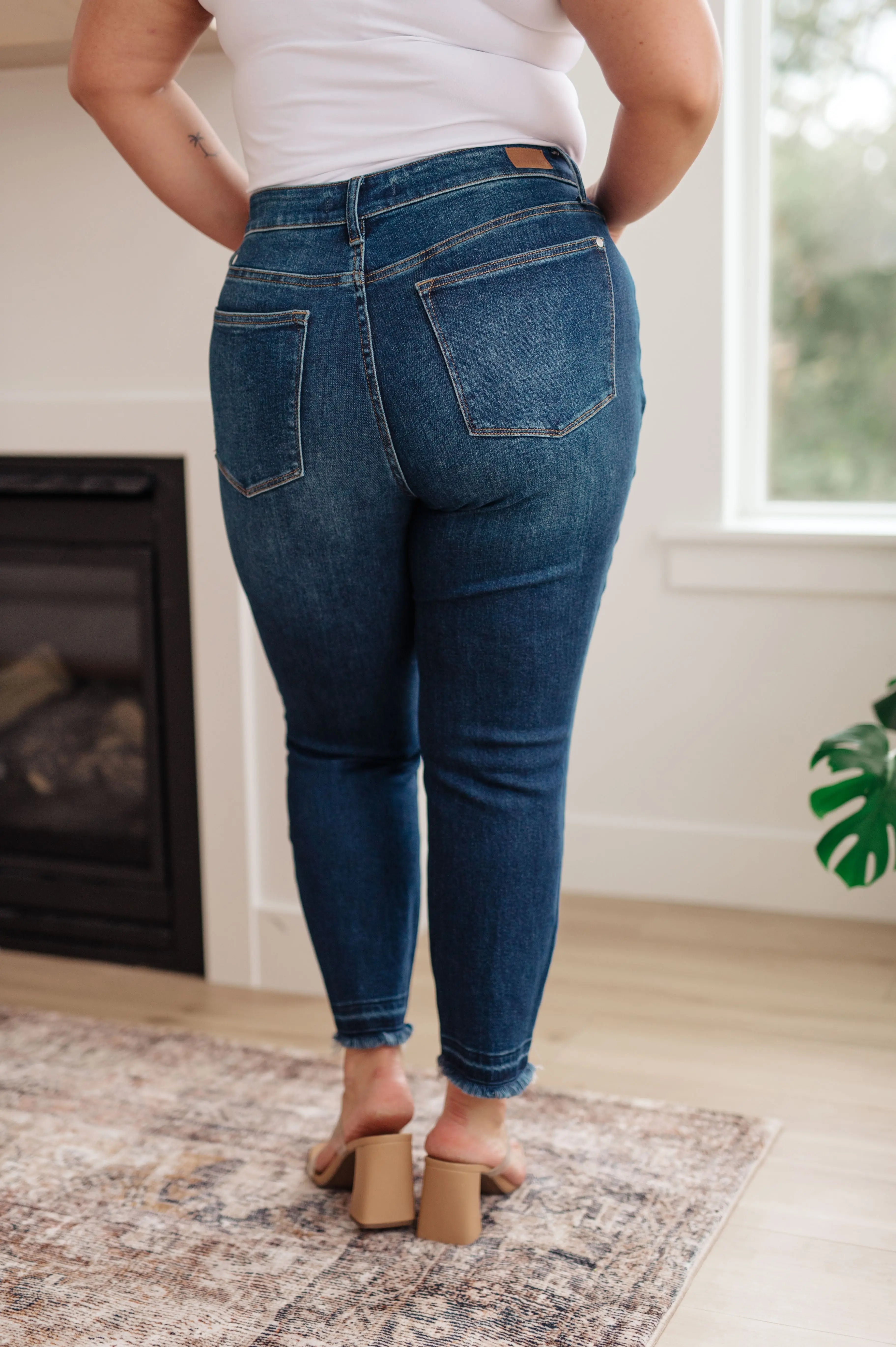 Phillipa High Rise Release Hem Slim Jeans for Women - Stretchy Skinny Denim Pants with Comfortable Waistband | Perfect for Casual Wear, Office & Date Night