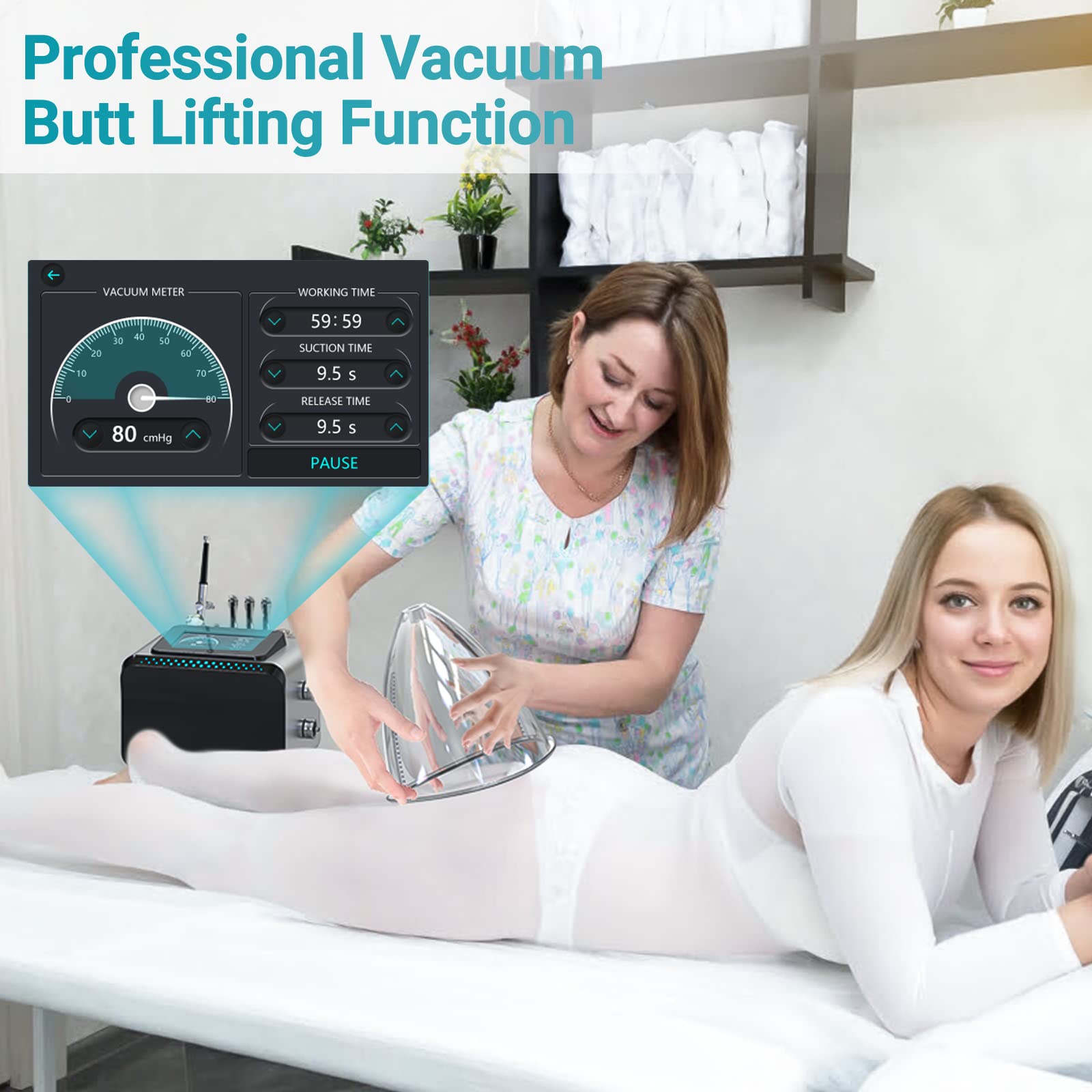 Professional 3-in-1 Vacuum Therapy Machine - 1800ml Large Cupping Cups, Diamond Microdermabrasion & Spray Gun - 80cmHg Max Suction for Body Sculpting, Cellulite Reduction & Skin Rejuvenation - Perfect for Home Spa, Beauty Salons & Professional Therapists