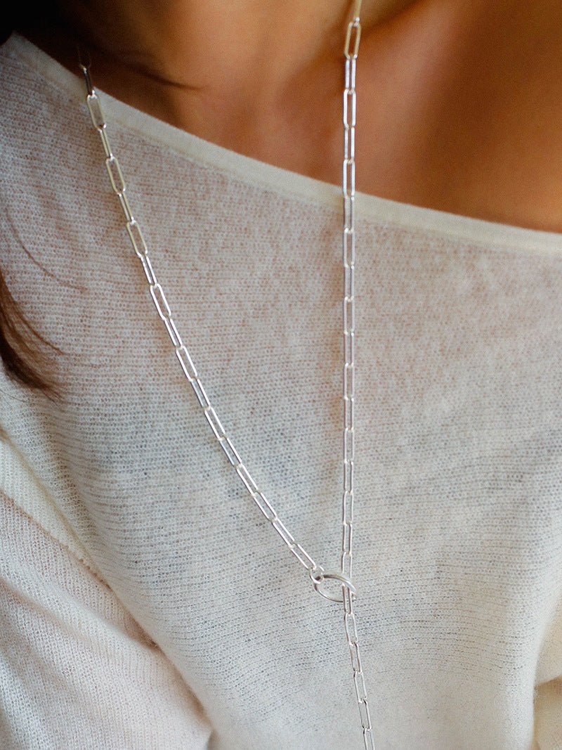 Minimalist Silver Toggle Link Necklace for Women - Elegant Layering Jewelry for Everyday Wear & Special Occasions