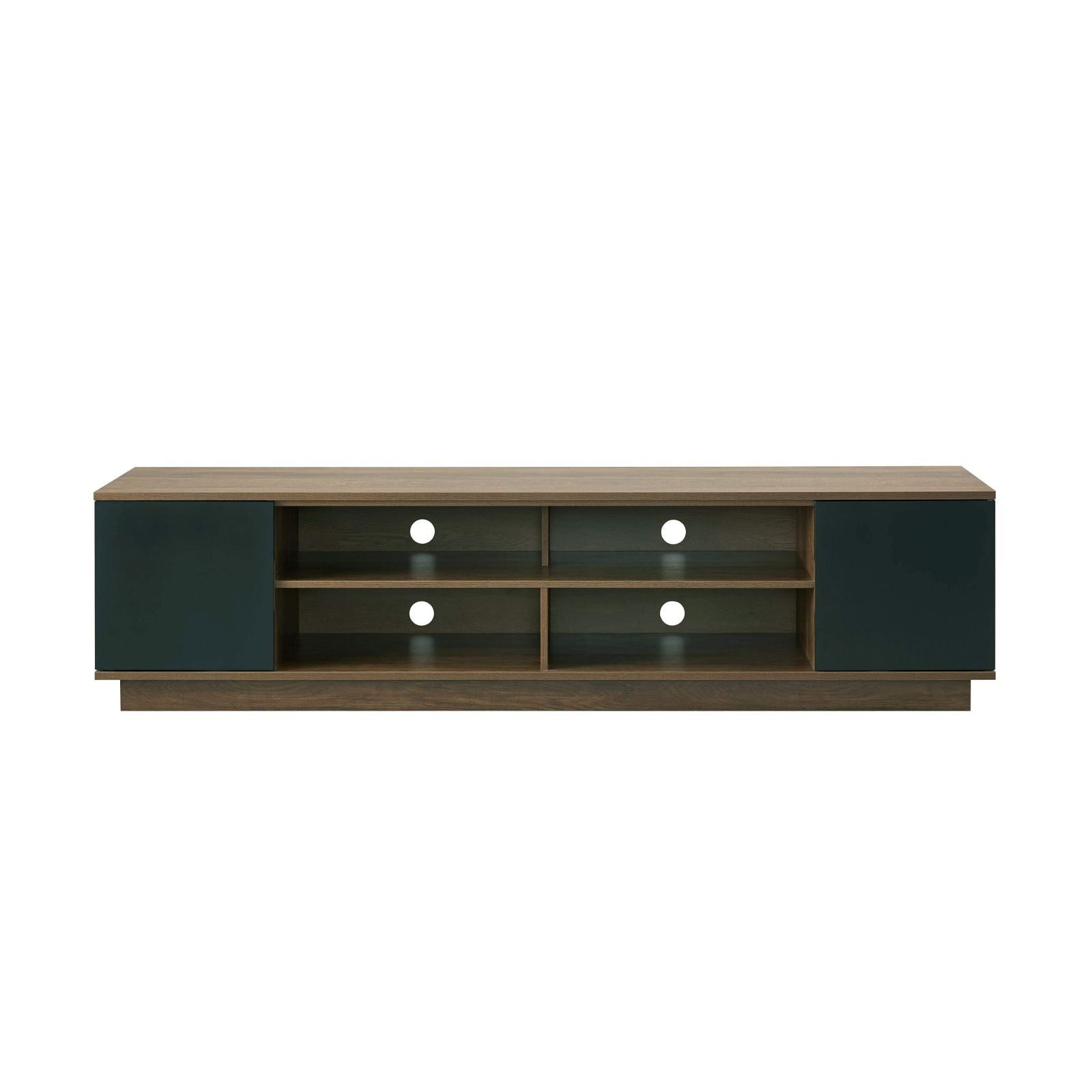 DELUX 200cm TV Stand with Storage, Dark Oak & Black Modern Entertainment Center by Tauris™ - Perfect for Living Room, Home Theater & Gaming Setup